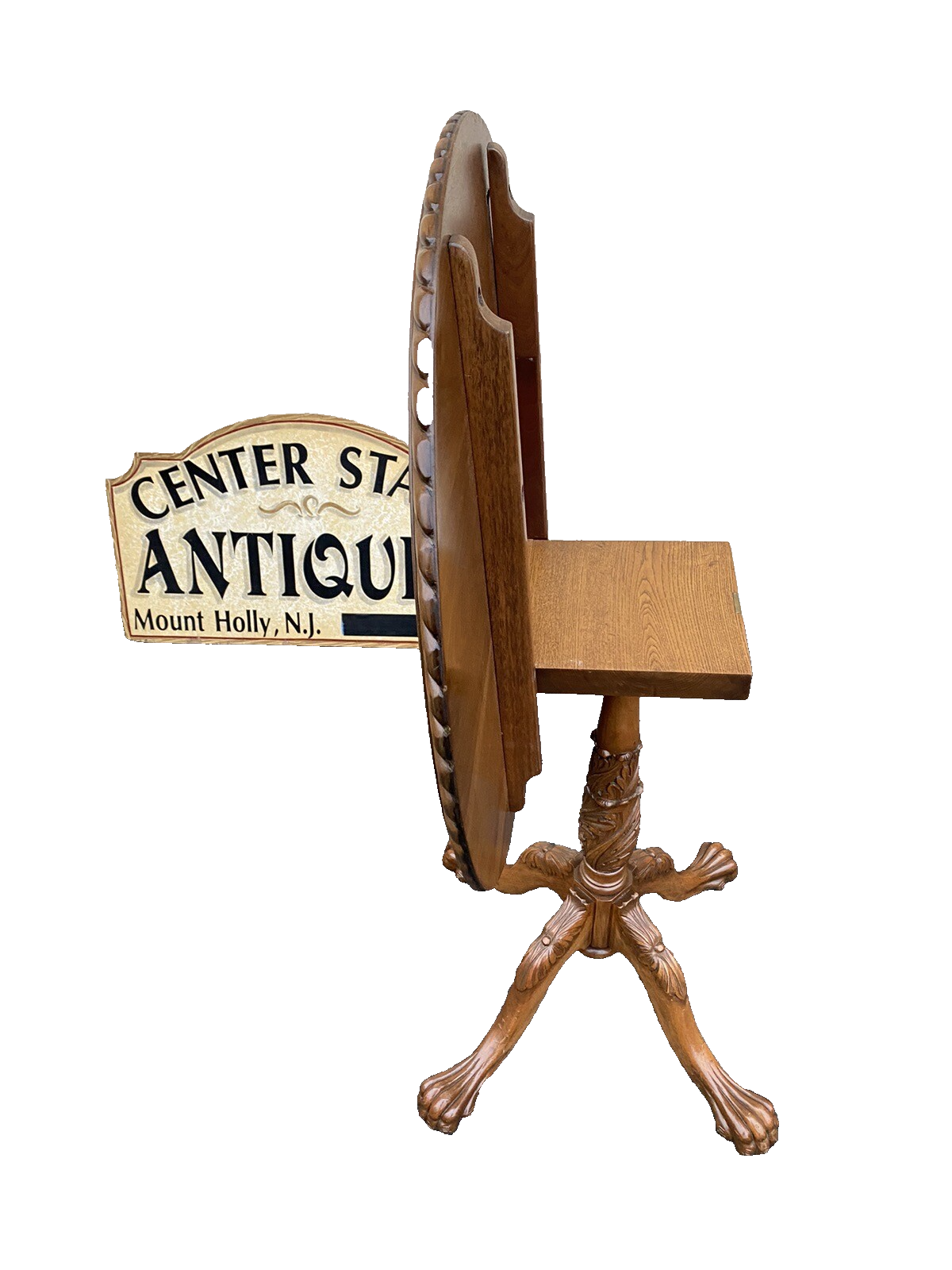 65053   Solid Mahogany Custom Hand Carved Tilt Top Lamp Table Stand