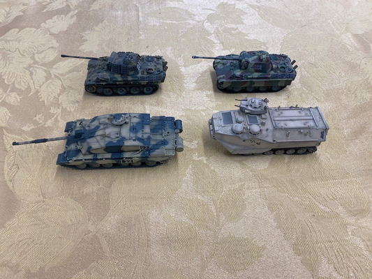 ES 59: Group of 4 Diecast metal  Military Vehicles Tanks  5" to 6" long