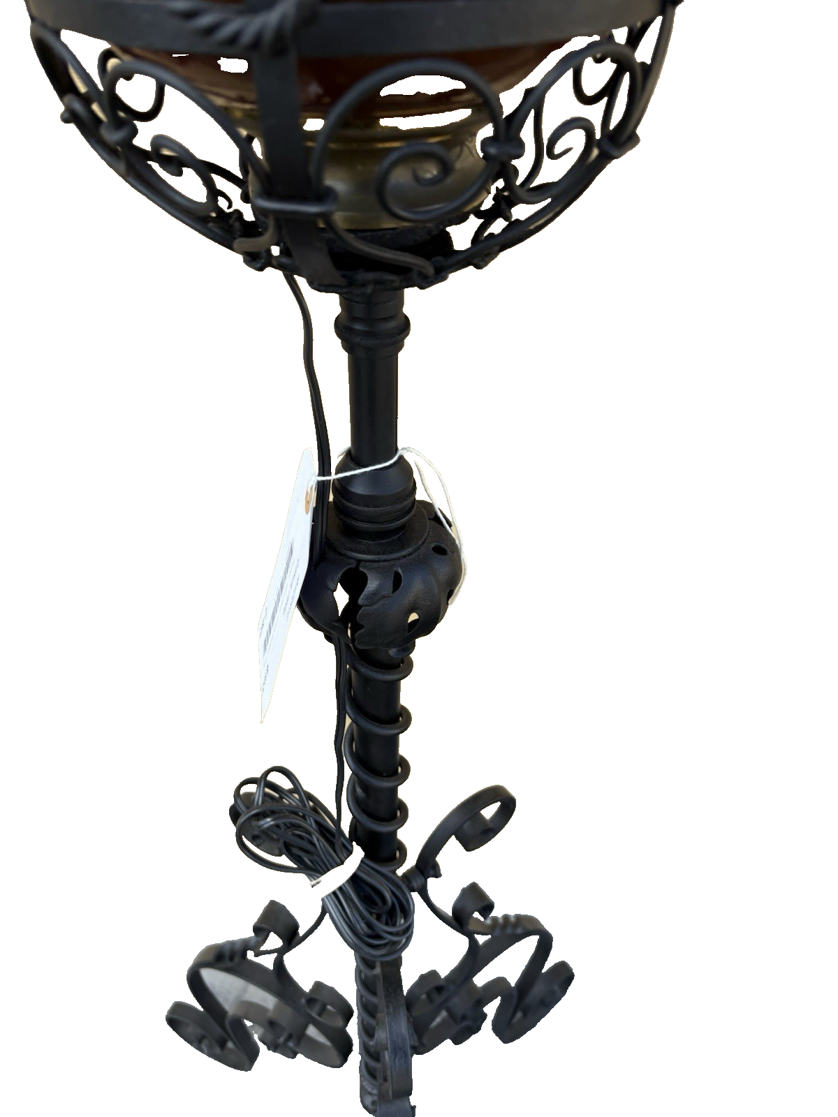 65482  Antique Victorian Piano Lamp Fancy Wrought Iron Base