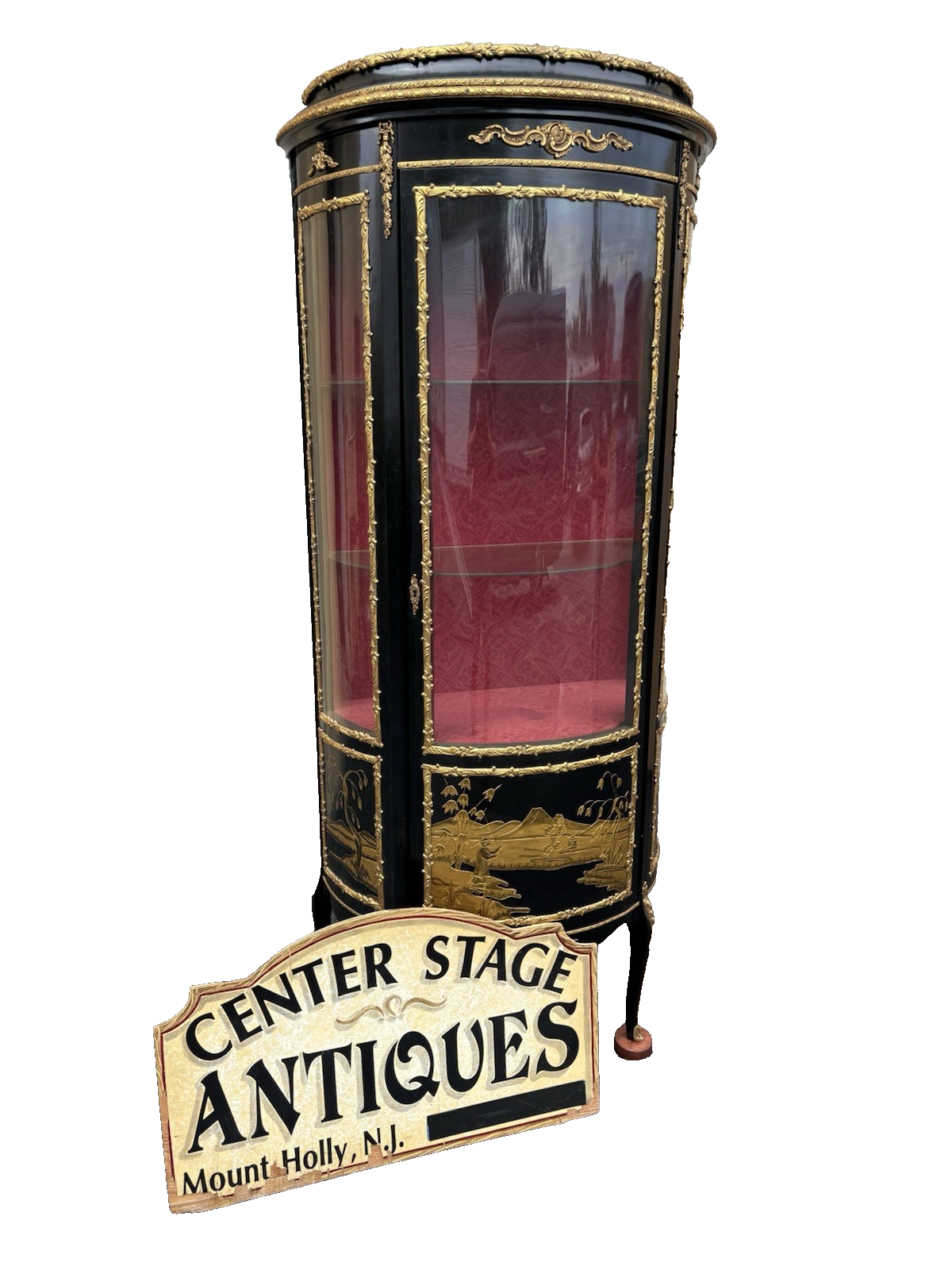 67089 Louis XV Ebony Curio Cabinet with Bronze ormalu