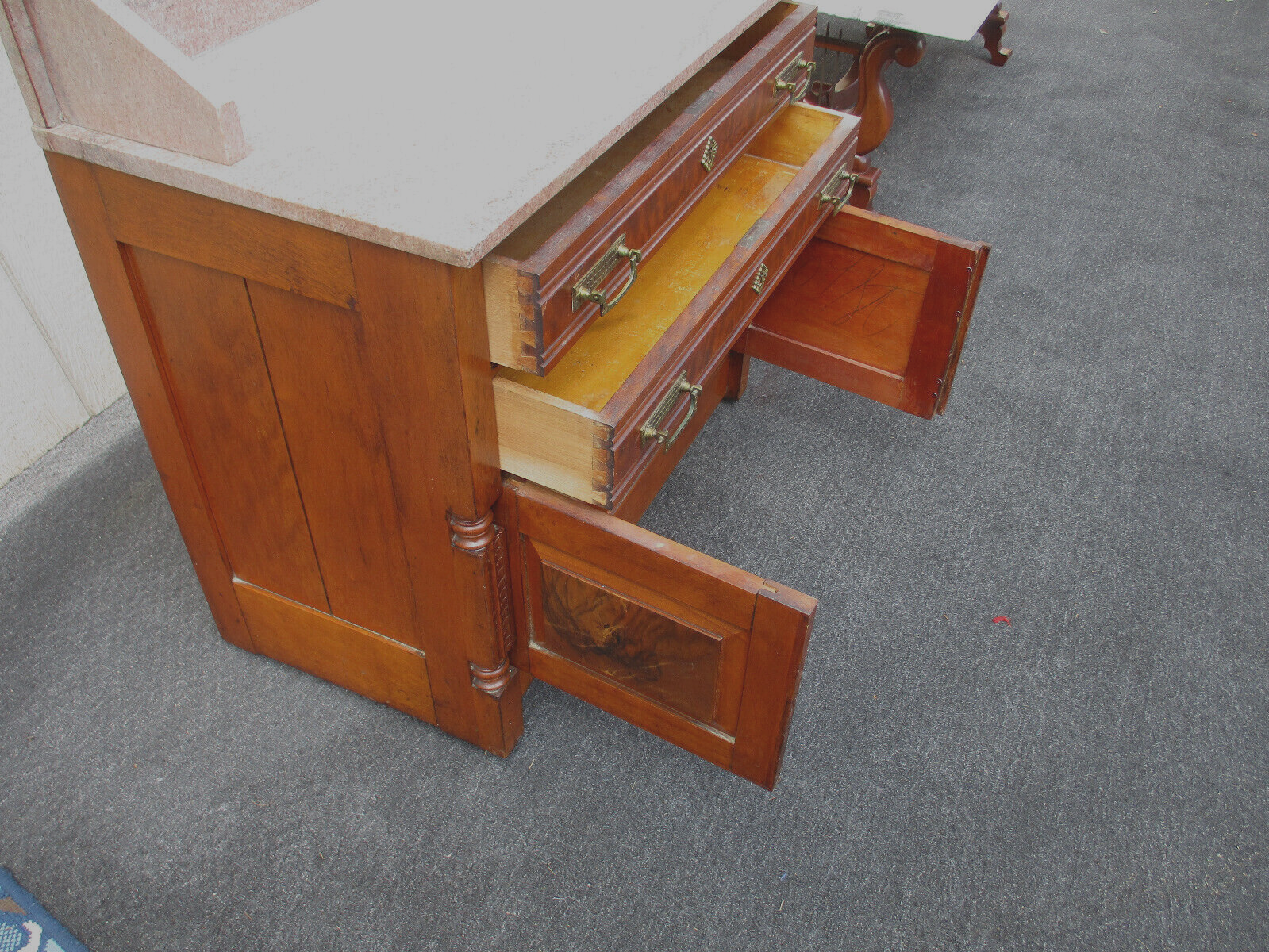 63604 Antique Victorian Walnut Washstand Chest Dresser