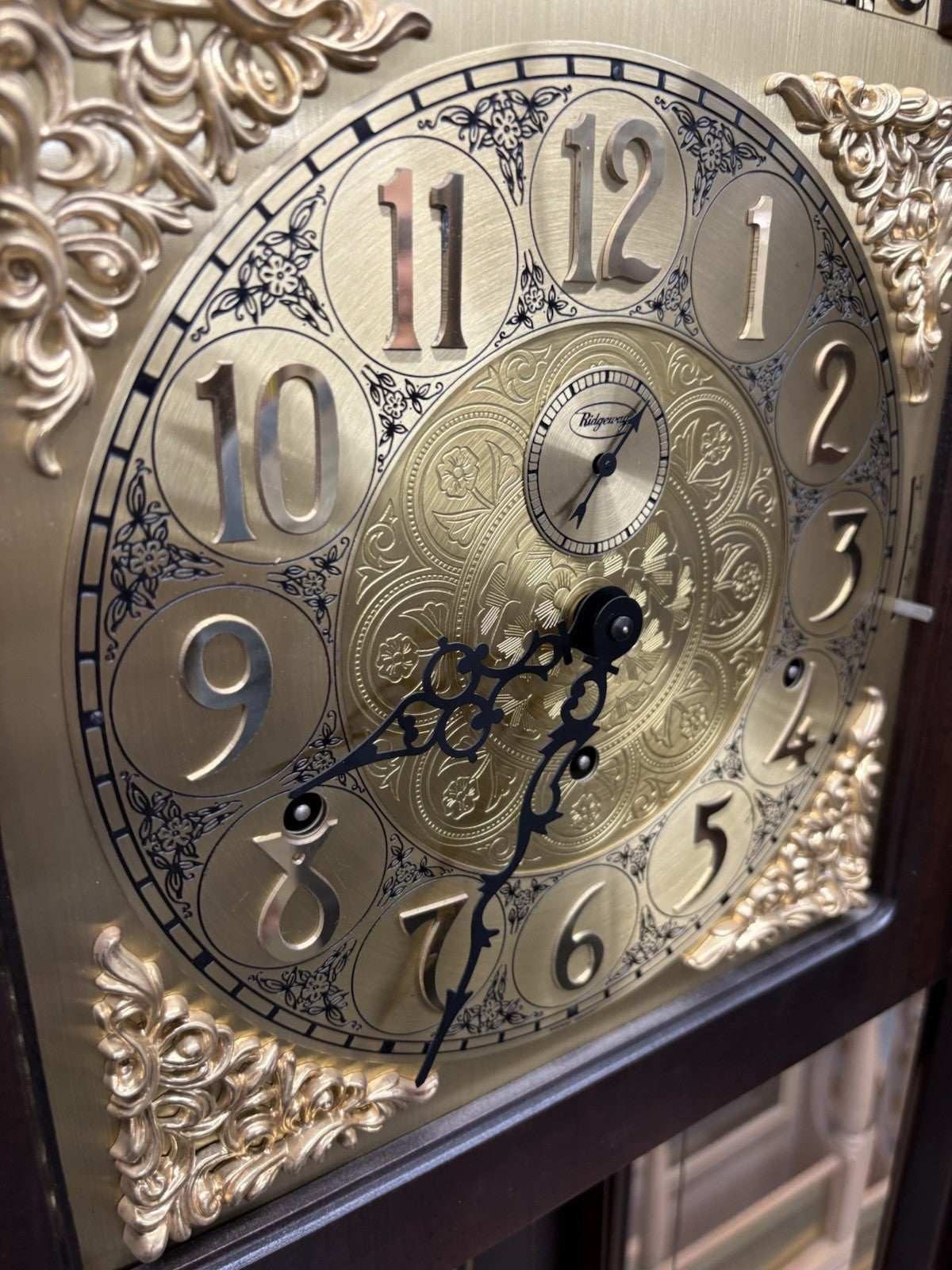 66053 RIDGEWAY Grandfather Clock Professionally Serviced Good Working Condition