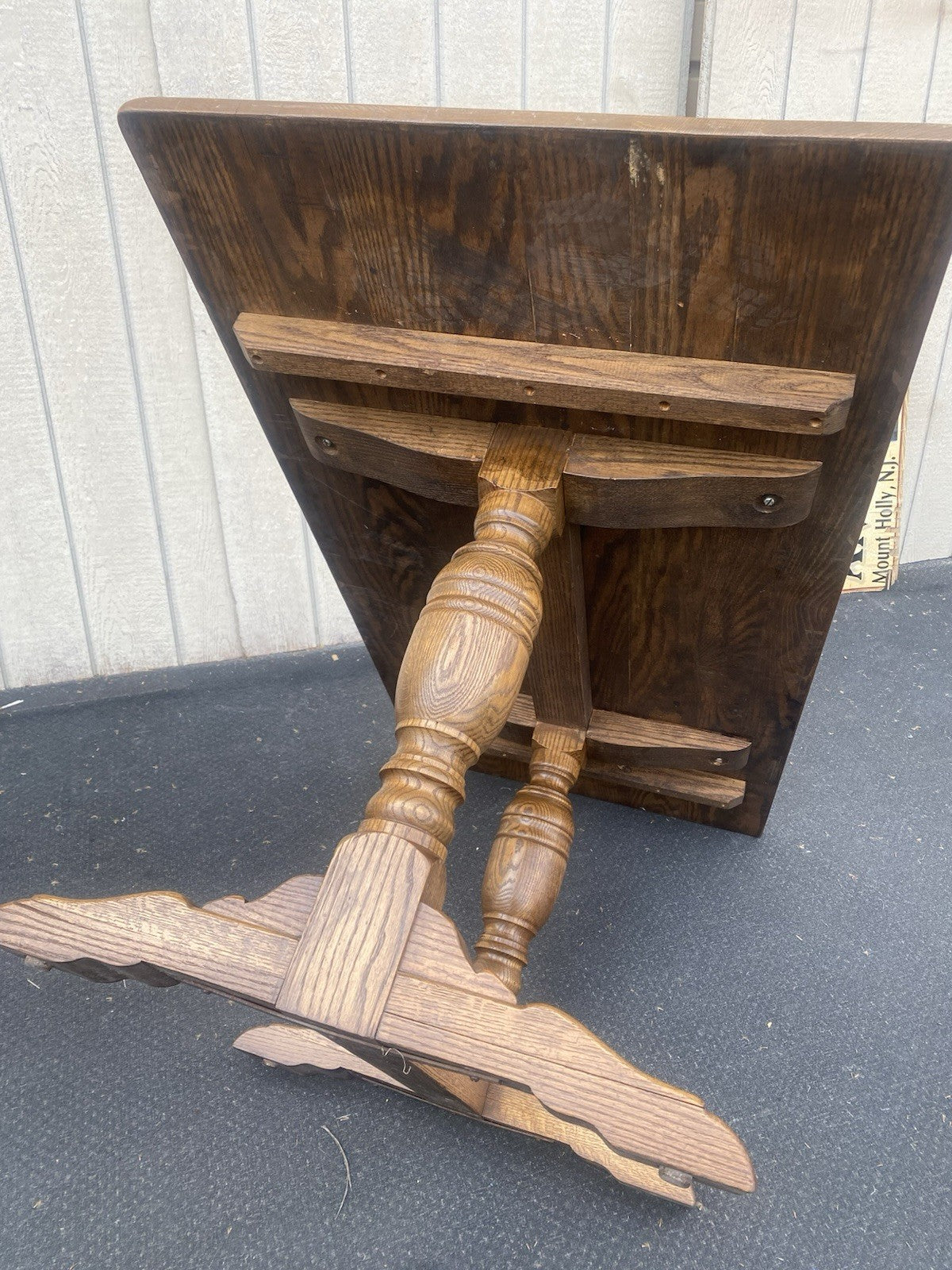 66523   Solid Oak Double Pedestal Trestle  Dining Table