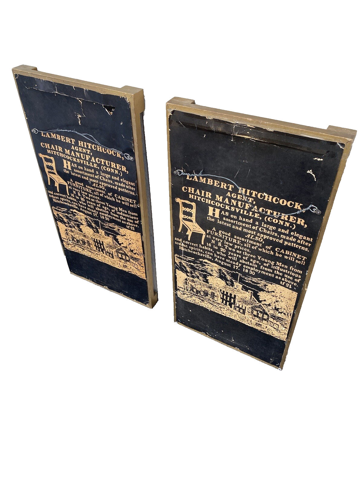 64687 PAIR of  Hitchcock Stenciled  Mirrors