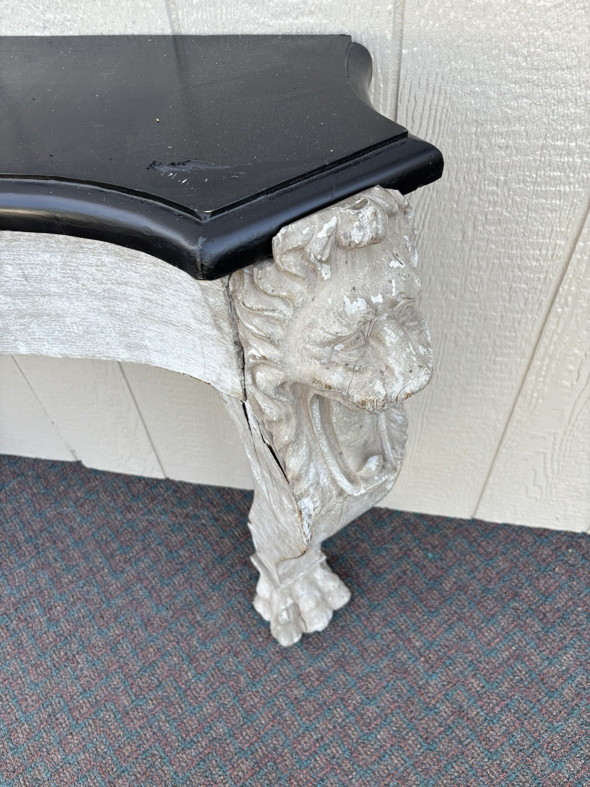 00001 Antique Victorian Oak Fireplace Mantle Mantel with Lion Heads
