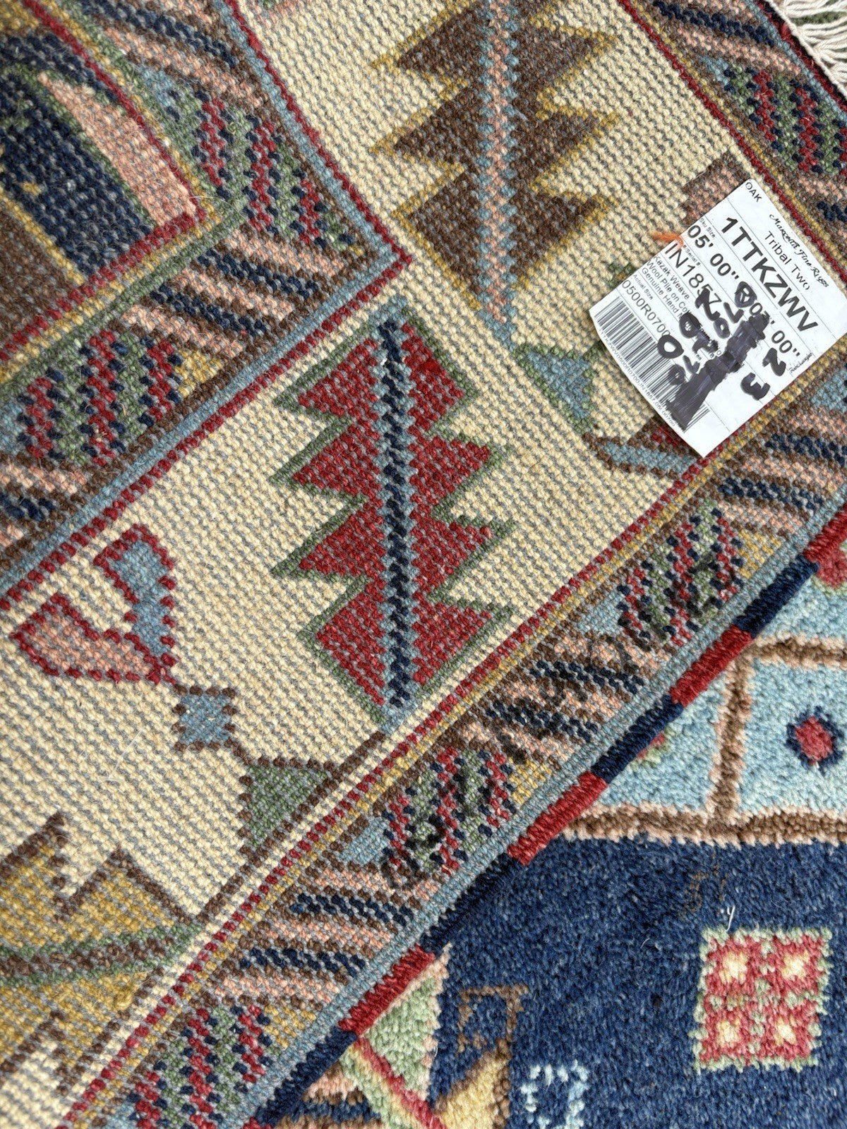 RUG 12: Oriental Wool KAZAK WEAVE TRIBAL TWO  Rug Carpet SIZE 57" x 83"