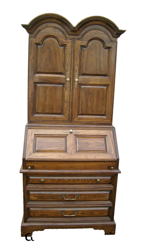 61765 Oak THOMASVILLE 2 Pc Secretary Desk w/ Bookcase Top