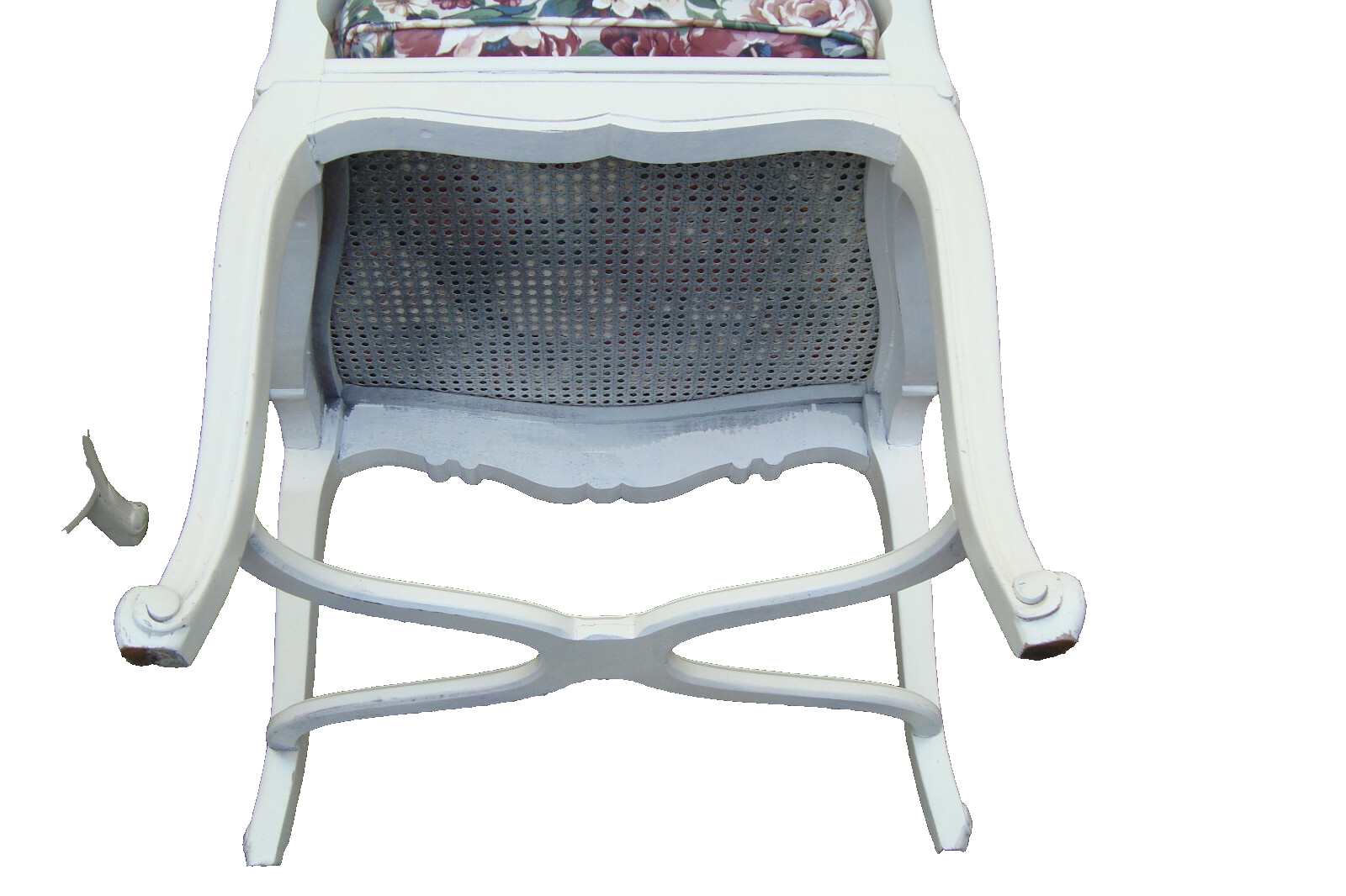 60612 PAIR of Romantic Shabby BERGERE Floral Armchairs with Factory White Finish