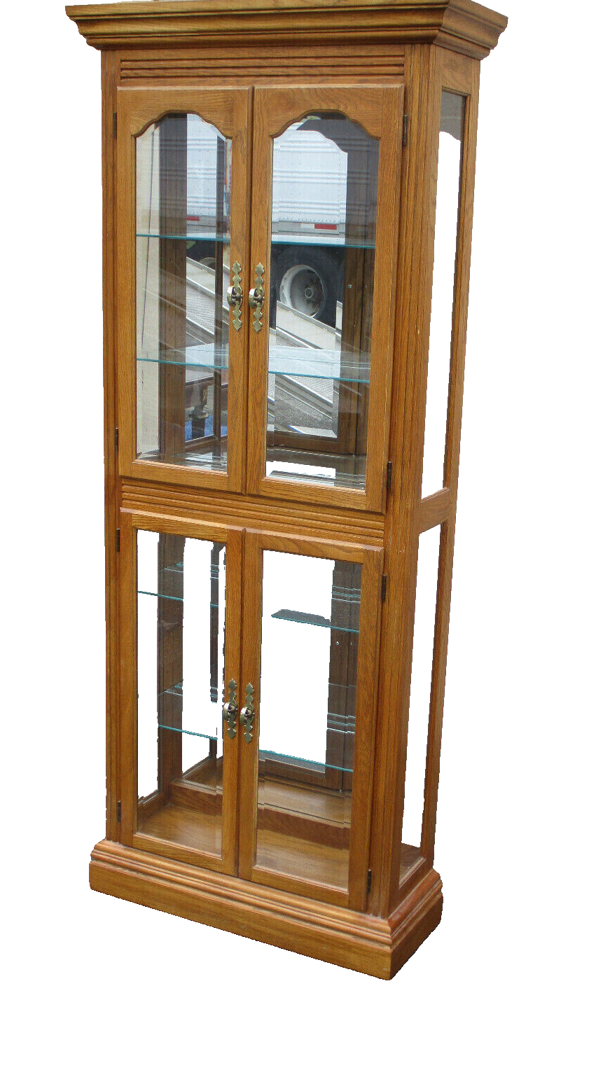 63691 Oak Curio China Cabinet With Light