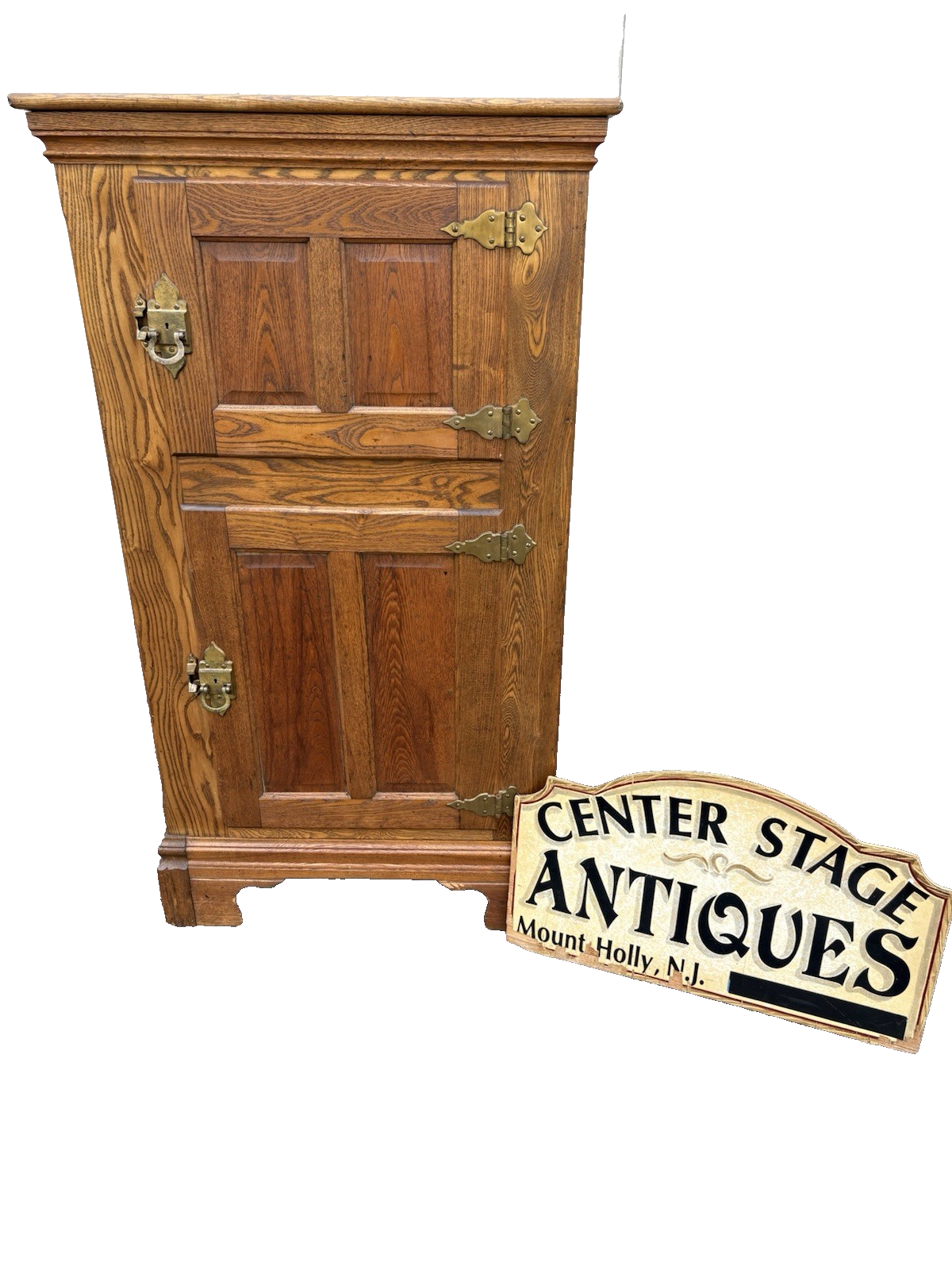 65511 Antique Victorian Oak Ice Box Liquor Storage Cabinet