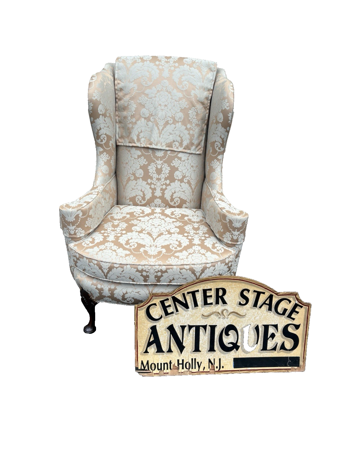 66866   Quality Queen Anne Wing Chair with Arm Covers