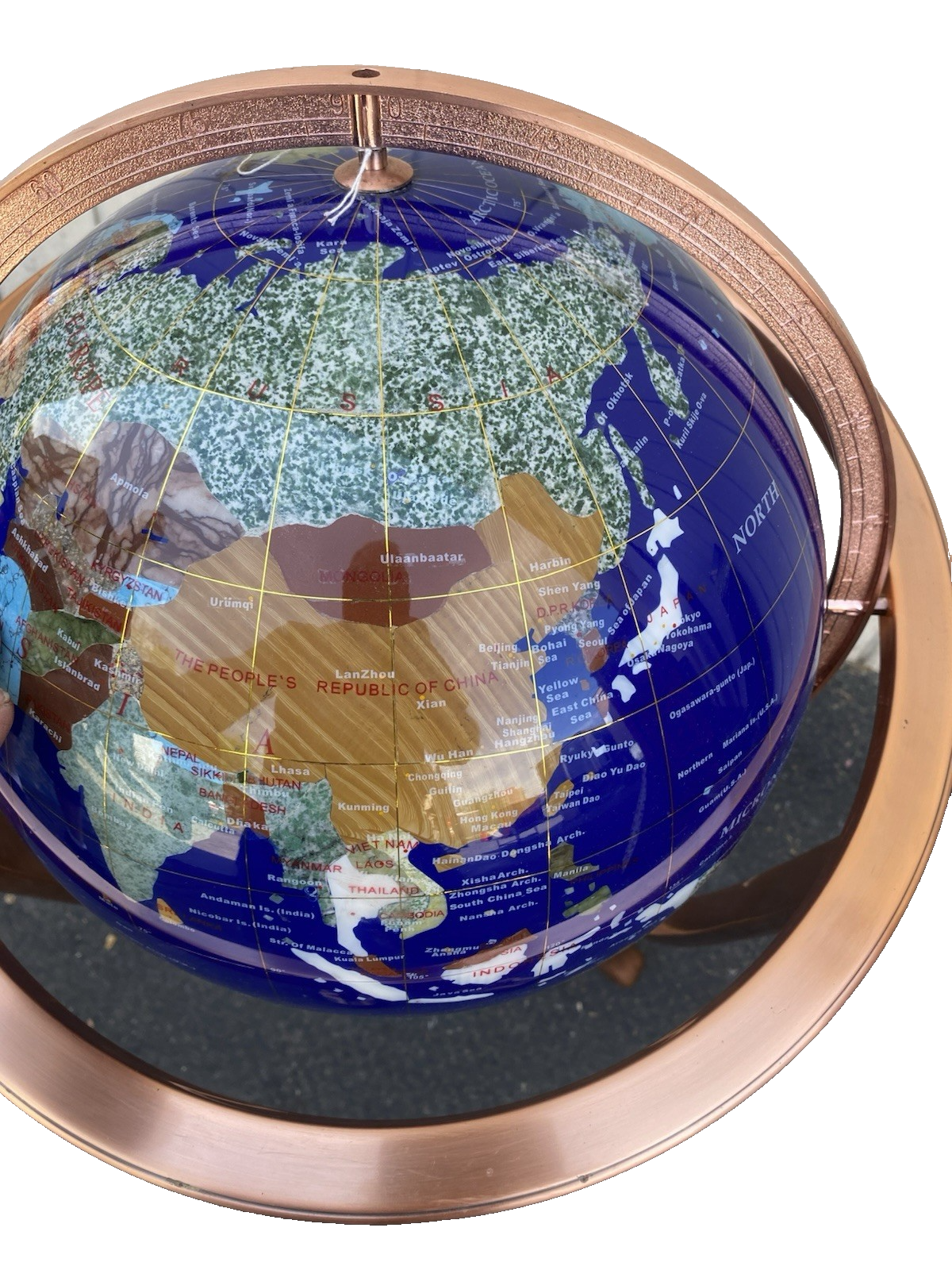 66617 World Revolving Globe on Copper Stand