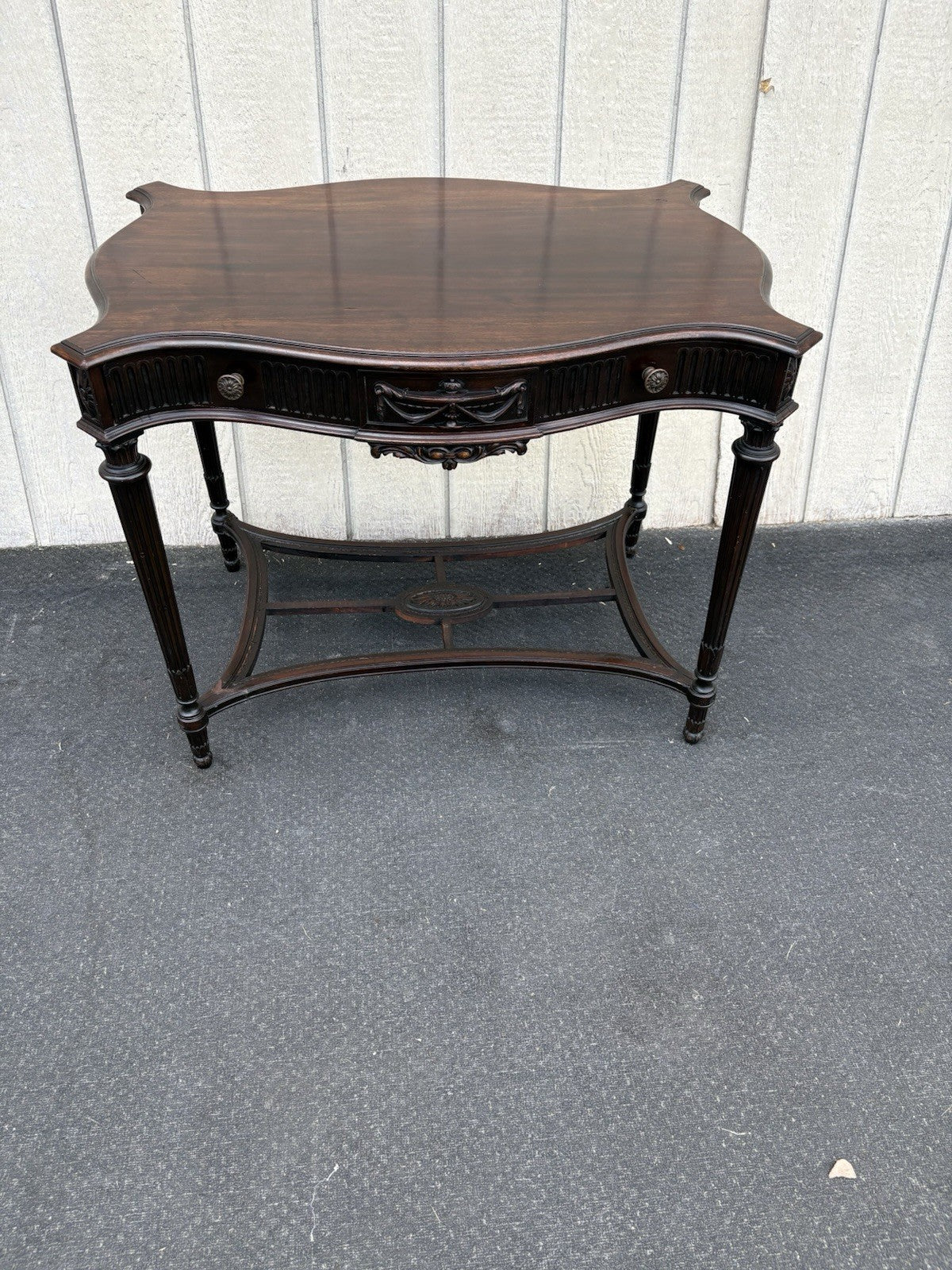 66896 Antique Mahogany Lamp Table Stand w/ Drawer