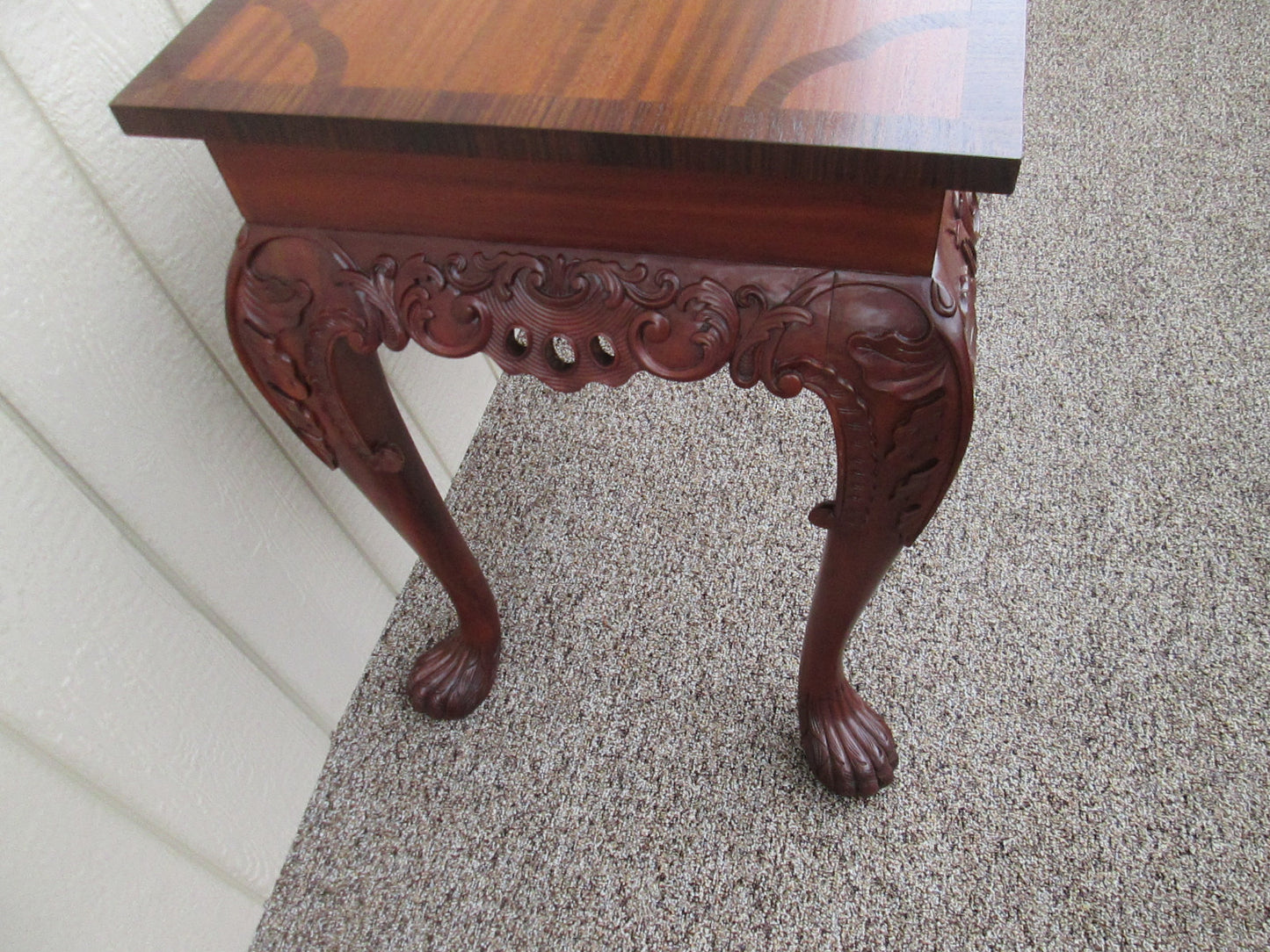 58349 Inlaid Mahogany Library Desk Console Table Stand Server Sideboard