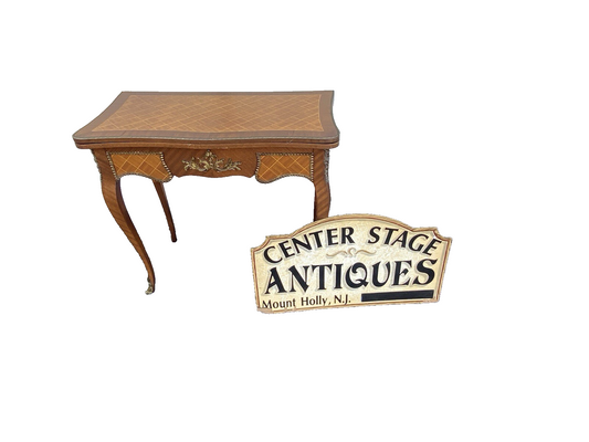 66255 French Country Louis XV Flip Top Game Table Bronze ormalu