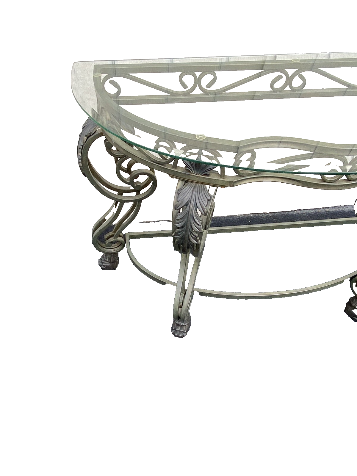 65470 Quality Glass Top Console Table with heavy metal base