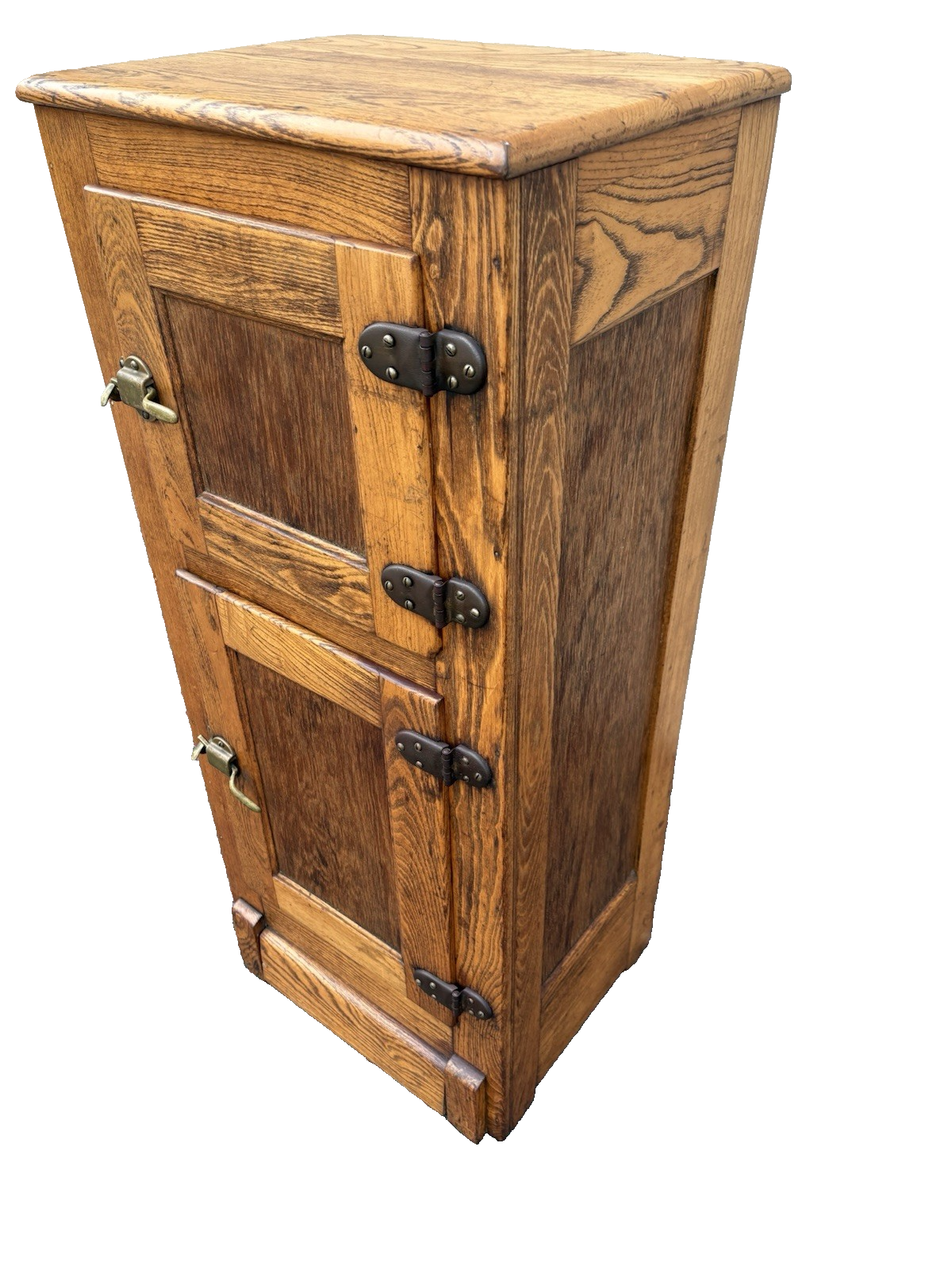 00001 Antique Victorian Oak 2 Door Ice Box Liquor Cabinet