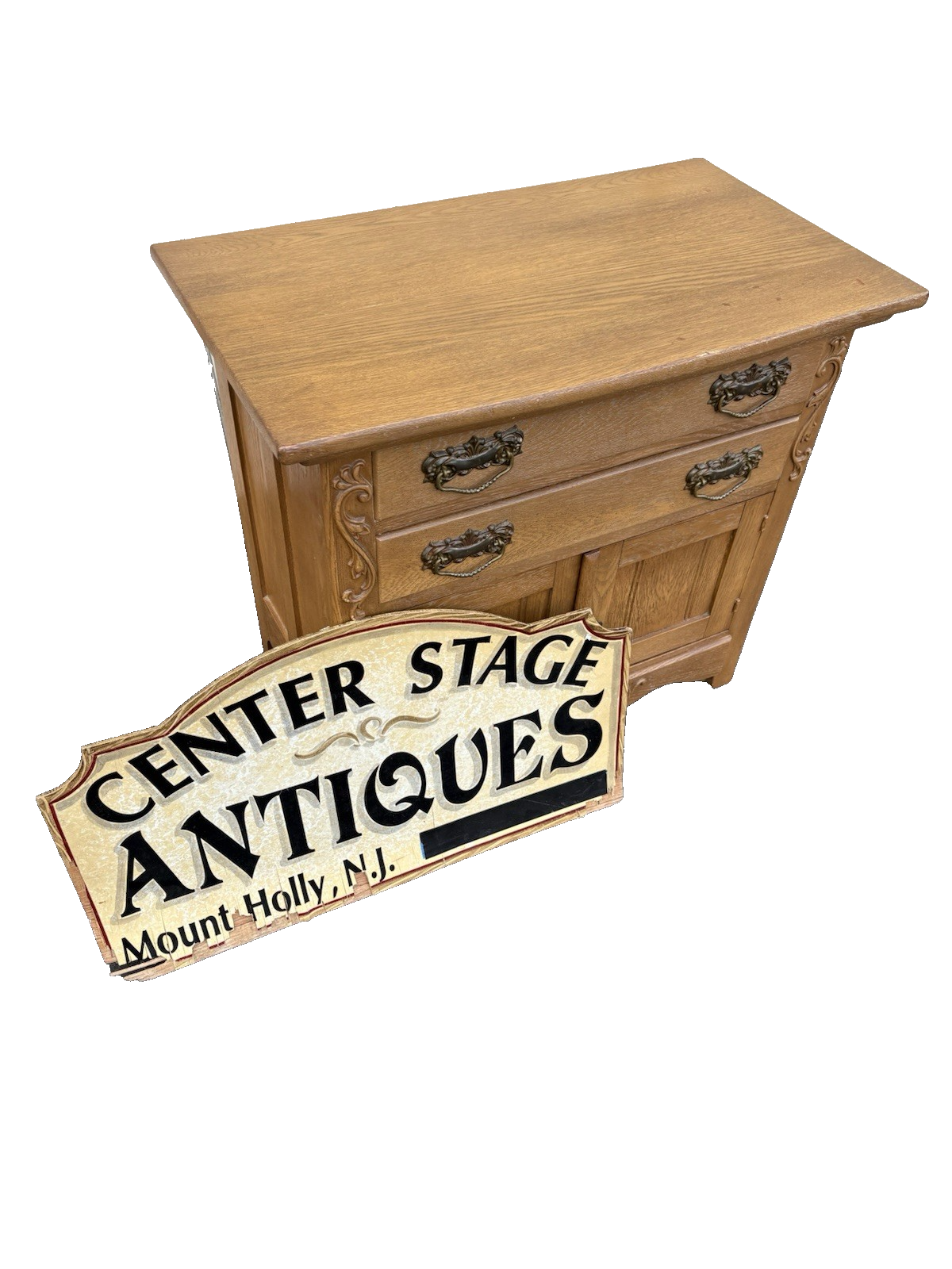 66729 Antique Victorian Oak Washstand Chest Dresser