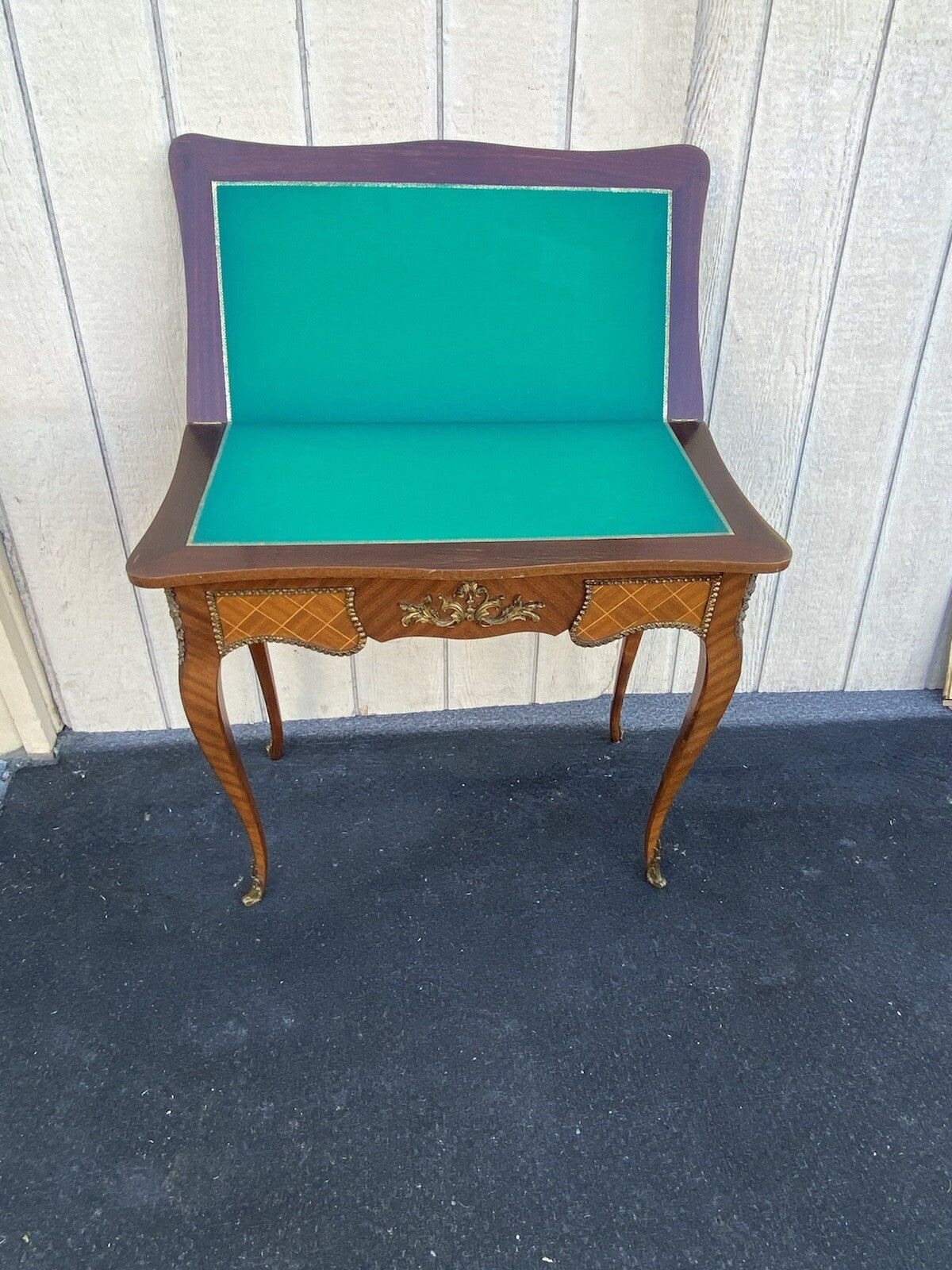 66255 French Country Louis XV Flip Top Game Table Bronze ormalu