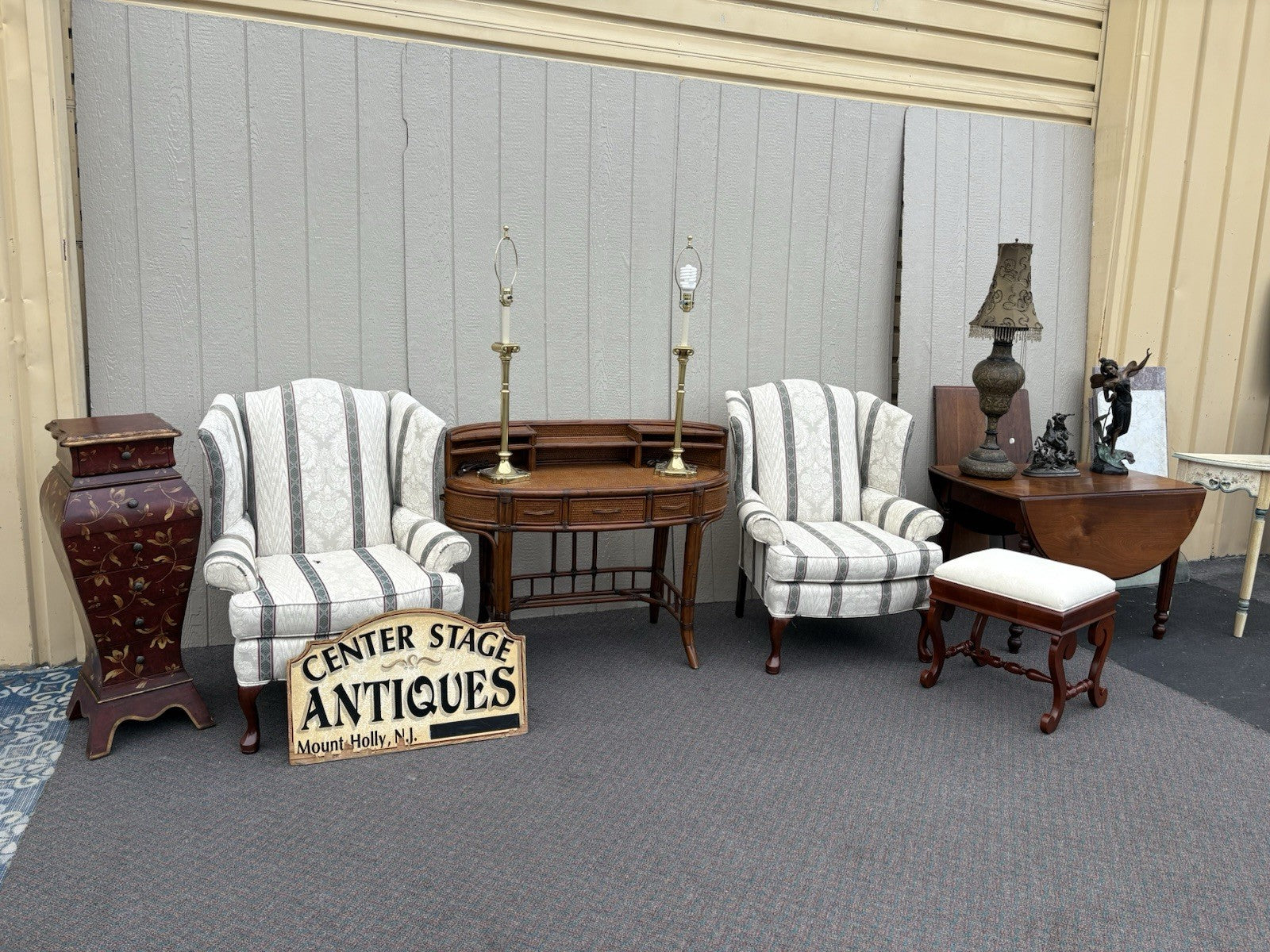 67035 Pair Oak Ridge Queen Anne Wing Chair s