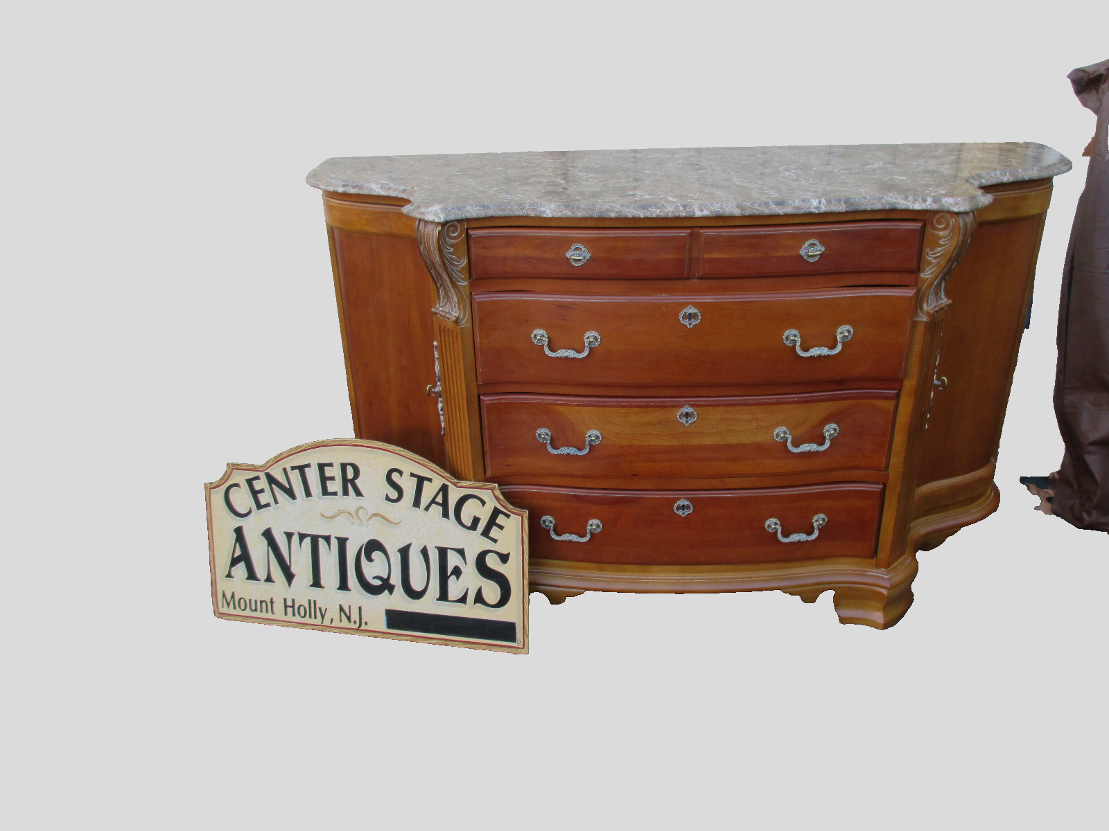 63952 Marble Top American DREW Sideboard Server Cabinet 