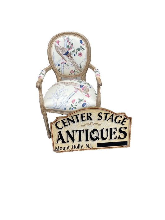 66500 Decorator Bergere Armchair Chair with Bird Design Fabric