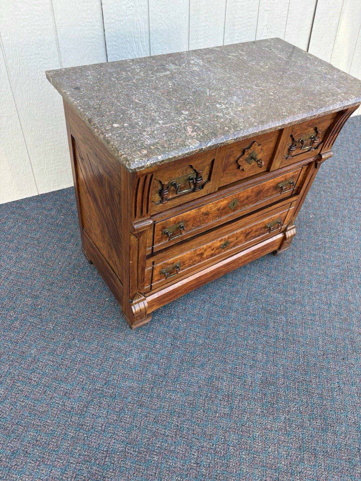 67115 Antique Victorian Walnut Washstand Dresser Chest