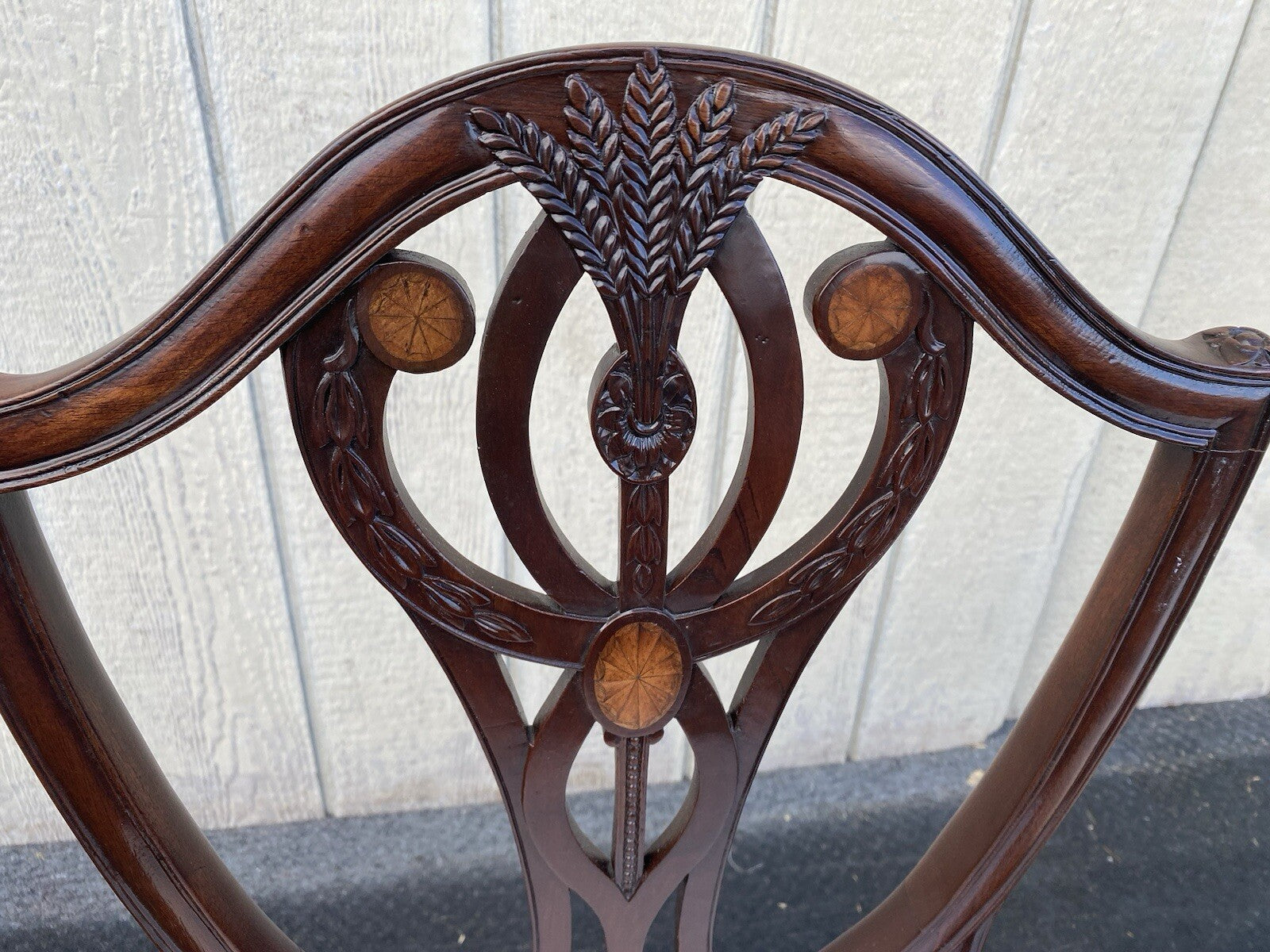 65906   Pair Hepplewhite Decorator Mahogany Shield Back Dining Chairs