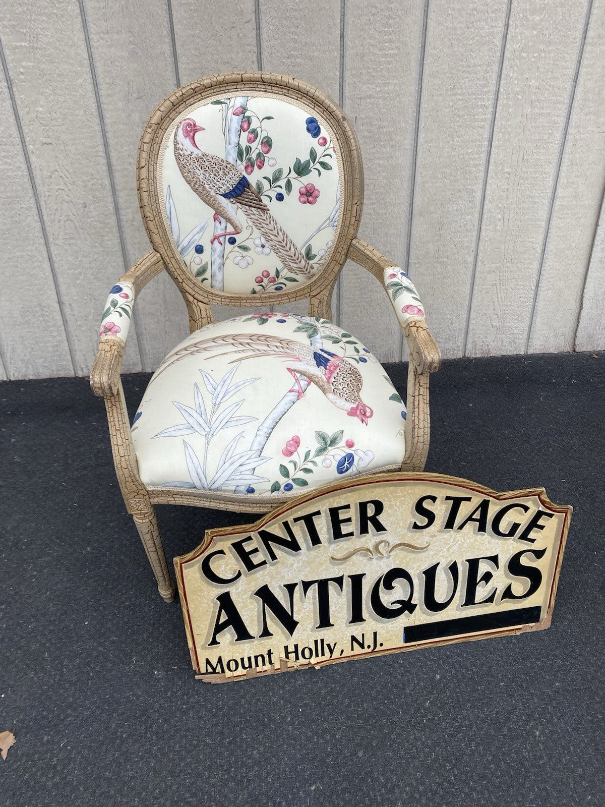 66500 Decorator Bergere Armchair Chair with Bird Design Fabric