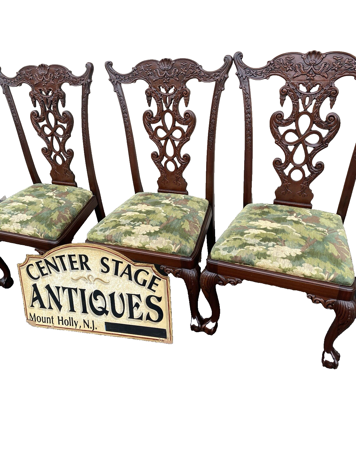 65650 Set of 8 Carved Mahogany Chippendale Dining Side Chair s