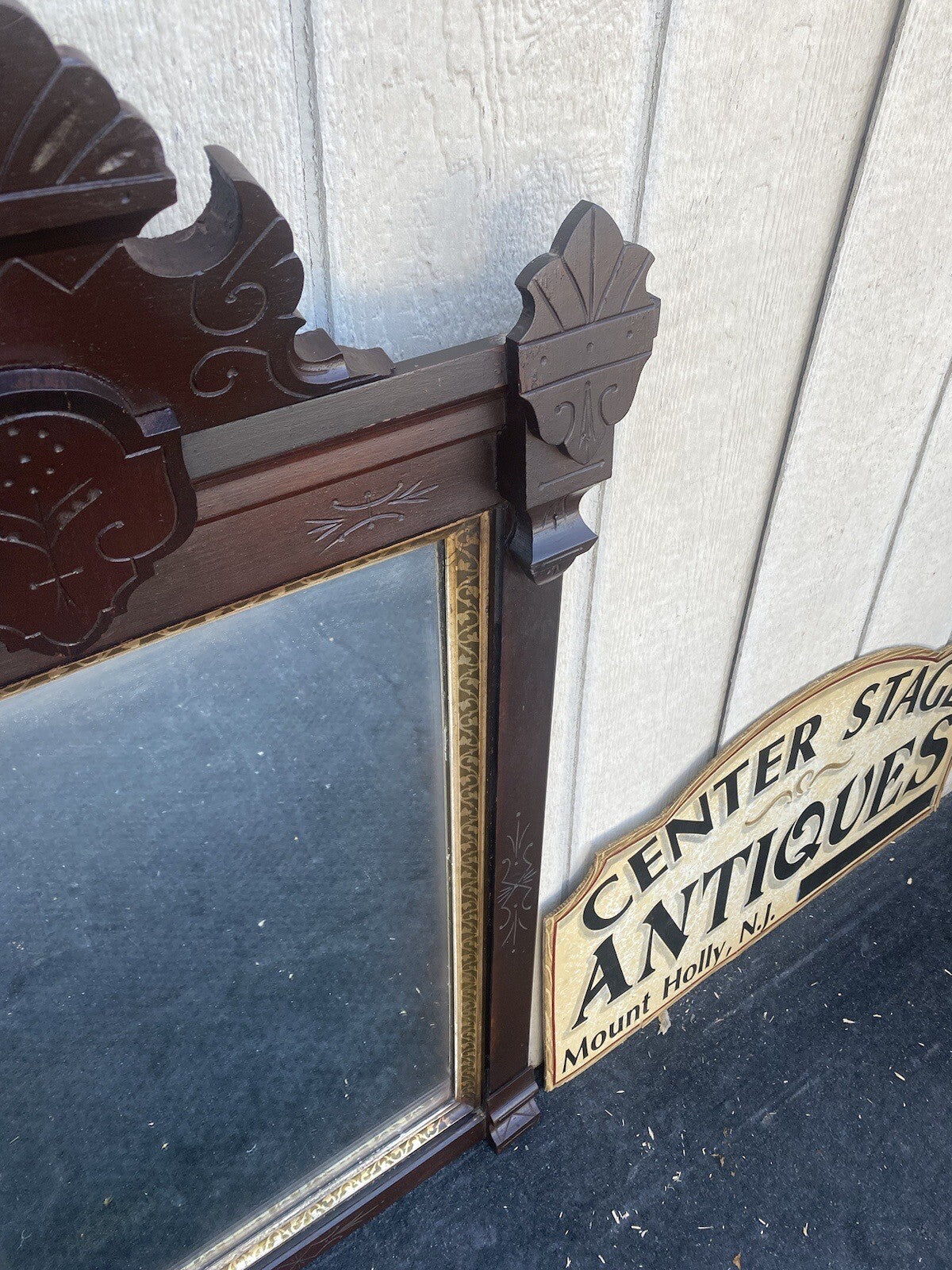 64725 Antique Victorian Walnut Mirror