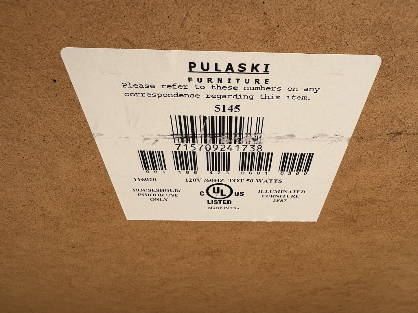 66840 Modern Pulaski Curio Console Credenza Sideboard Server Cabinet with Light