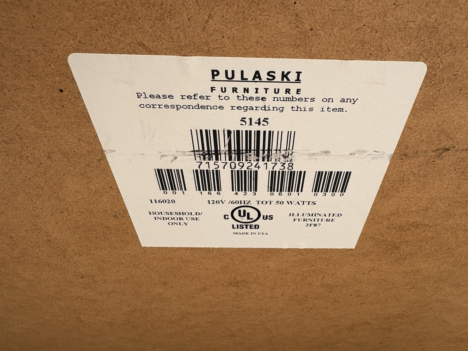 66840 Modern Pulaski Curio Console Credenza Sideboard Server Cabinet with Light