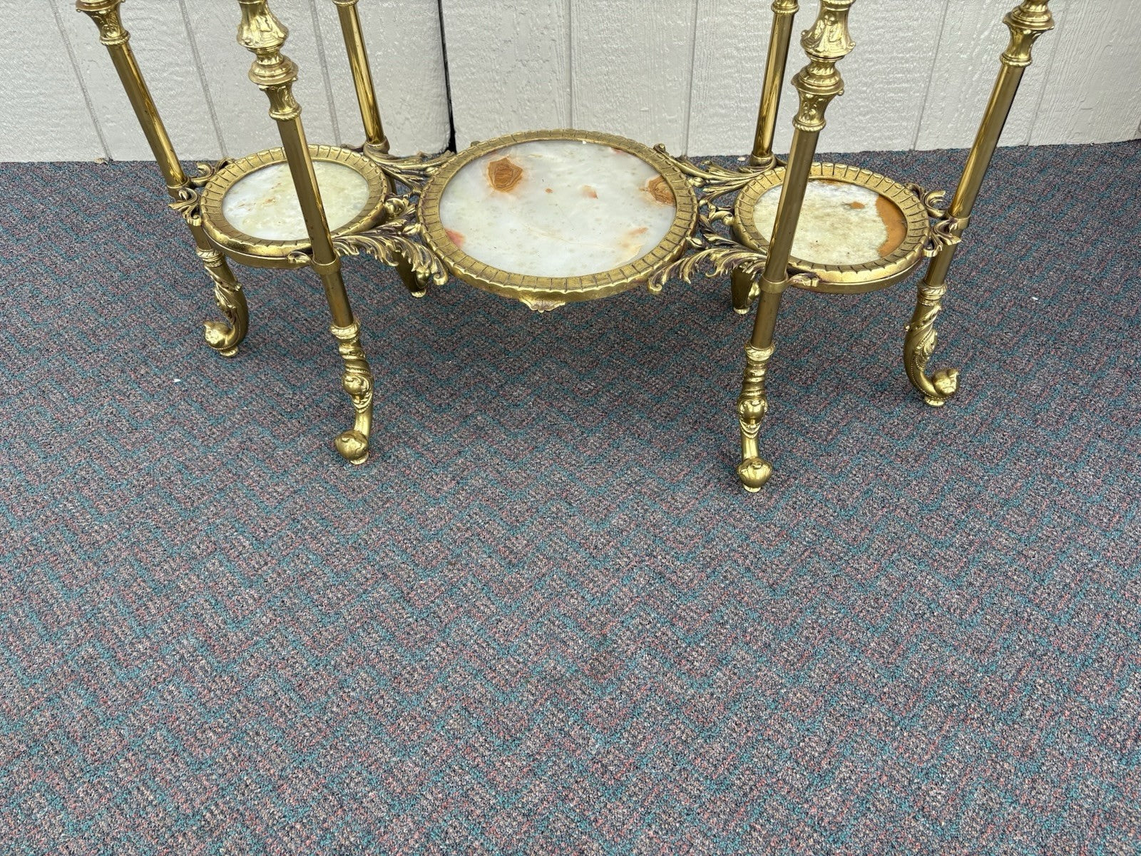 67147 Antique Victorian Brass and marble Etergie Display Cabinet Curio