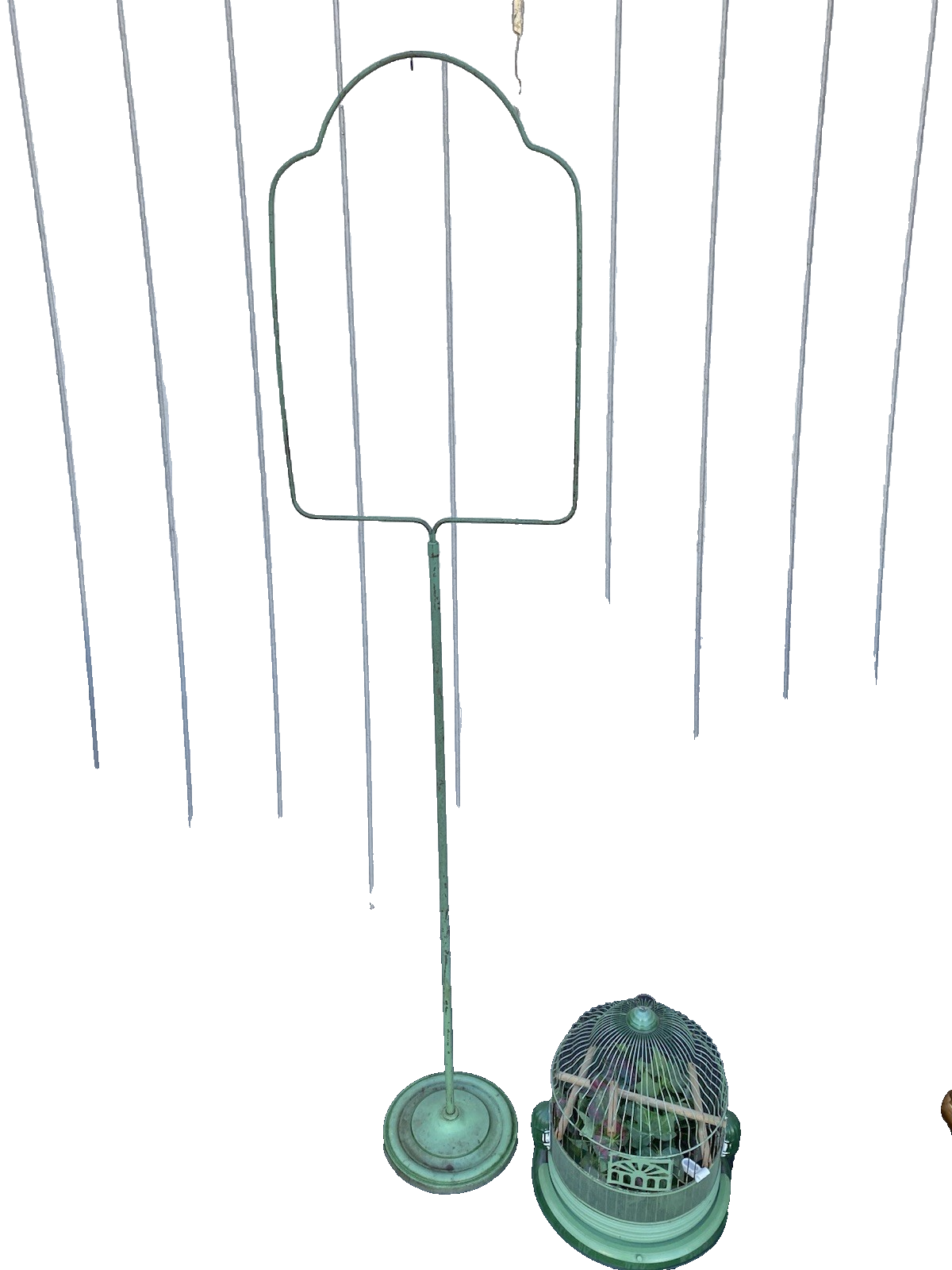 66536   Antique Iron Bird Cage on Stand