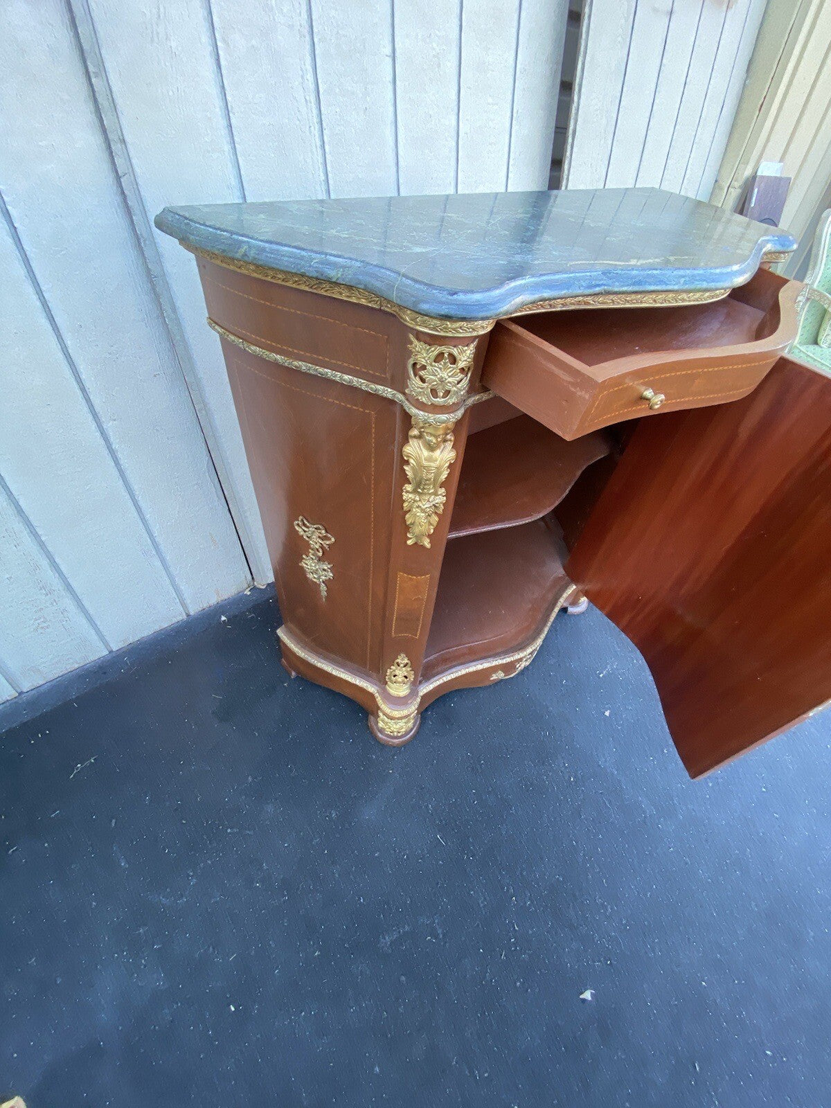 65106 Marble Top Figural Console Table Stand Sideboard Server