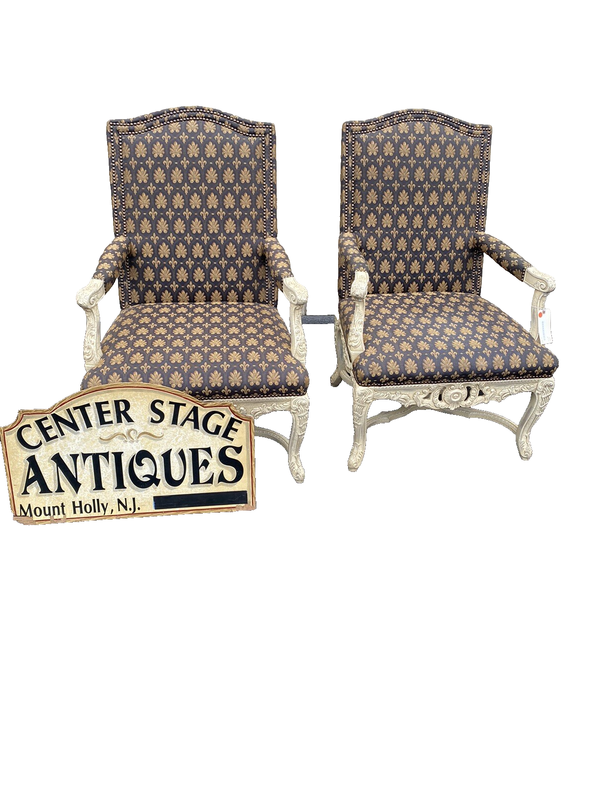 61185  Pair Romantic Shabby Armchair Chair s