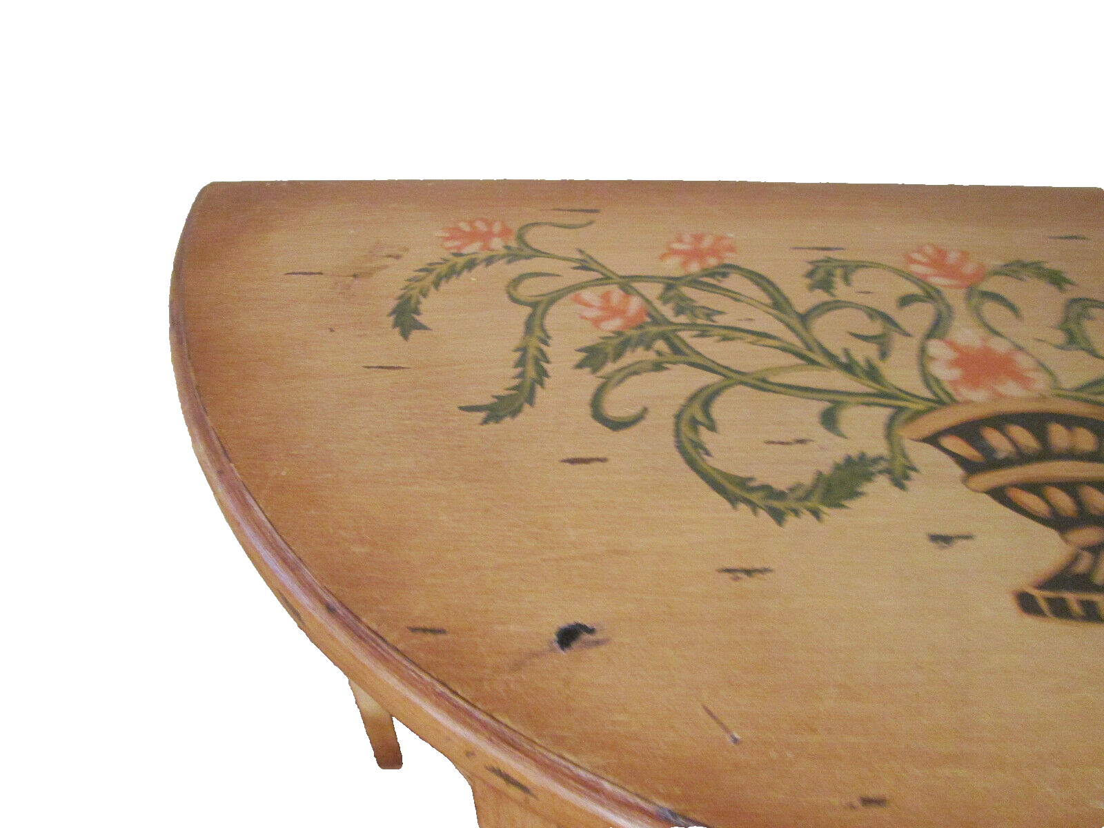 49361 DECORATOR Custom Made HAND PAINTED WOOD HALF ROUND CONSOLE TABLE