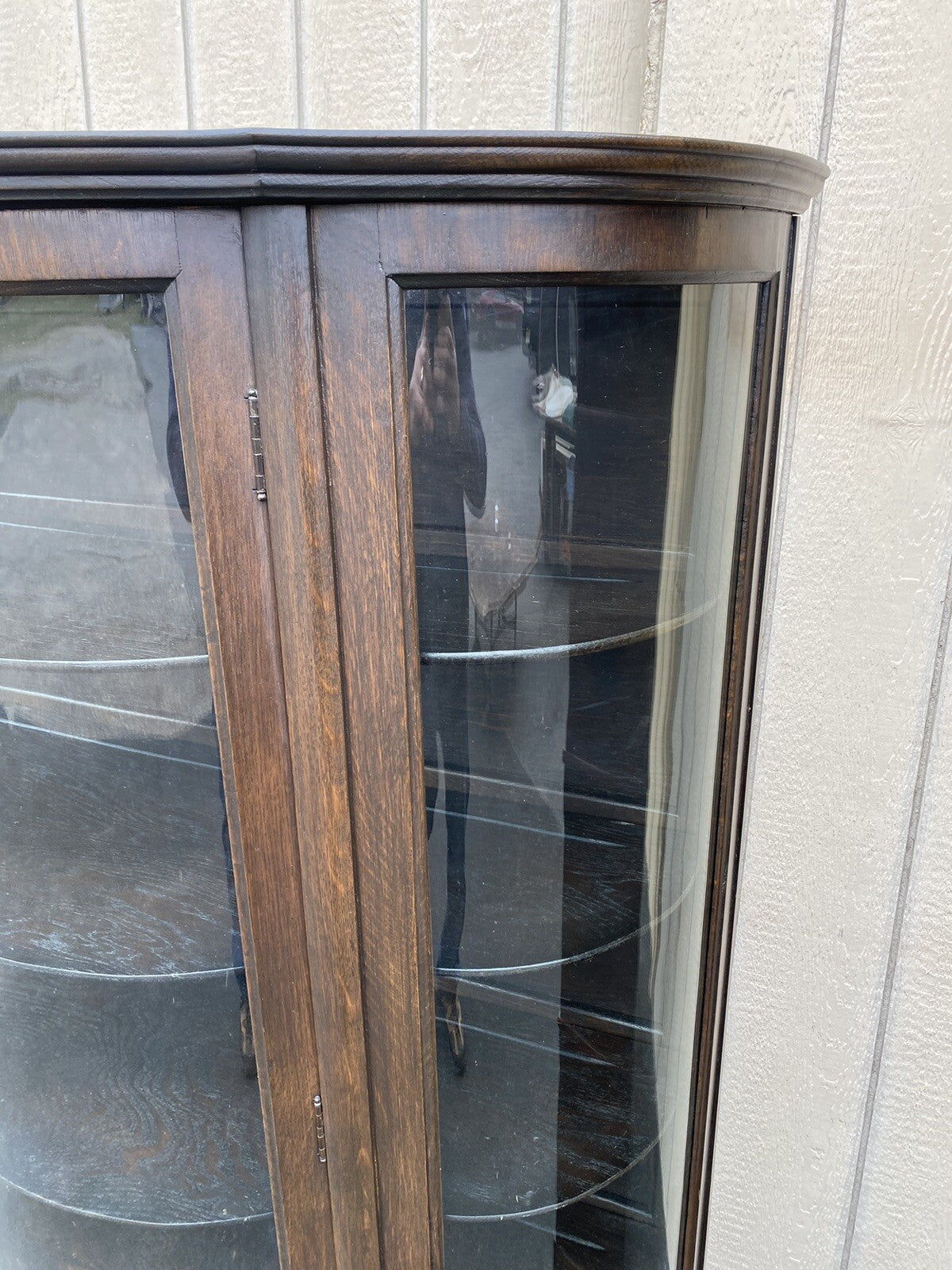 65261  Oak Victorian  Bow Glass China Cabinet Curio