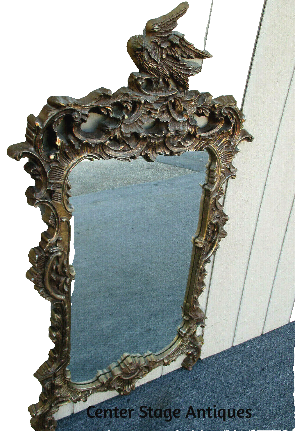 62412 Large Fancy Decorator Mirror with Dragon Bird Figure