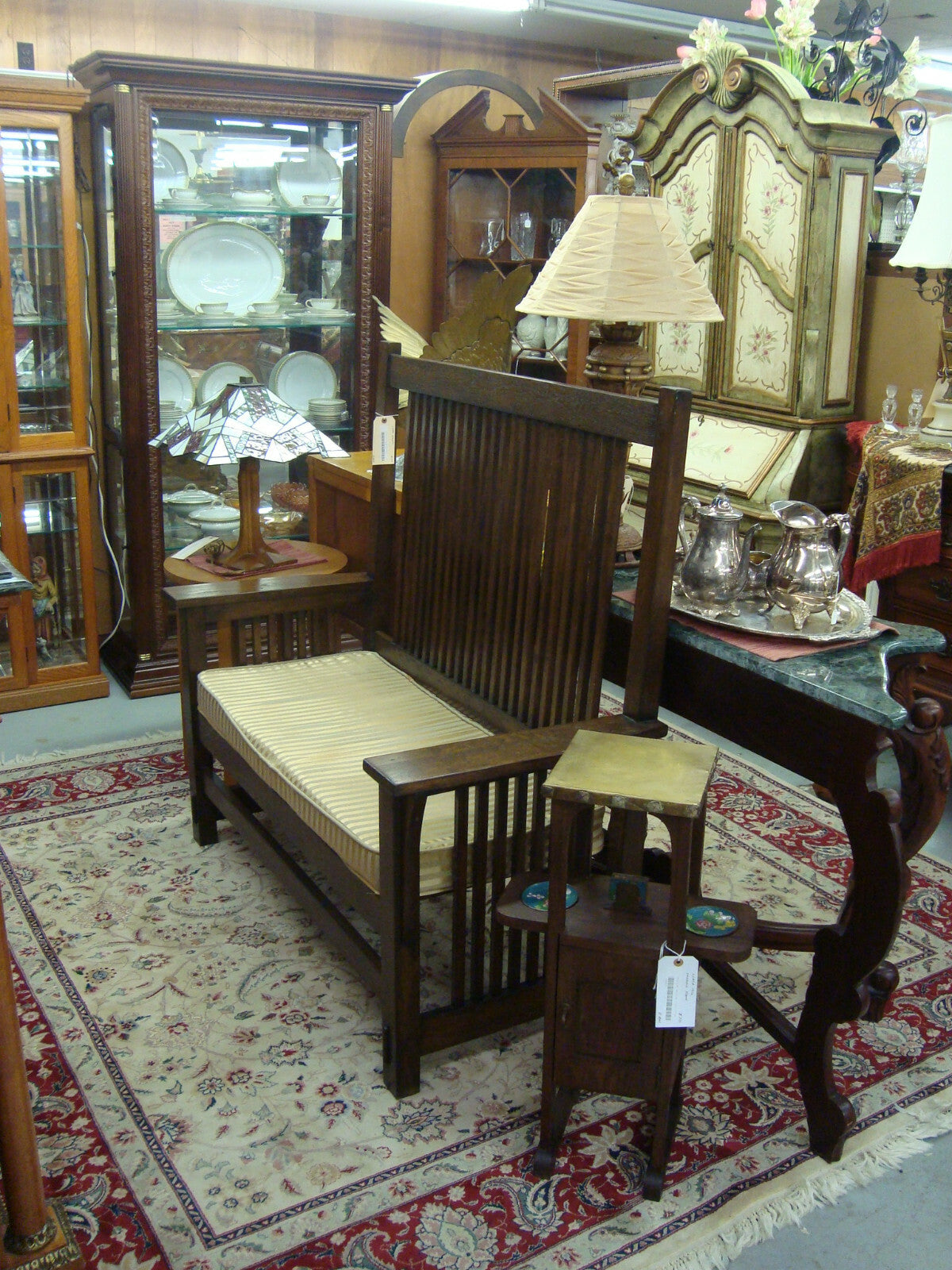 58315 Decorator  Romantic Shabby Rush Seat Arm Chair