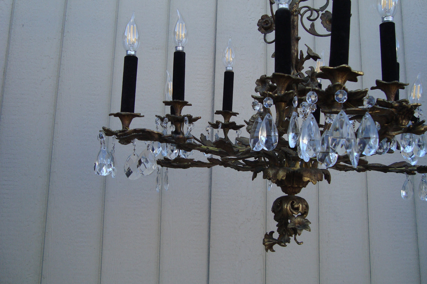 59685  BRONZE and Crystal Hanging Chandelier Light Fixture