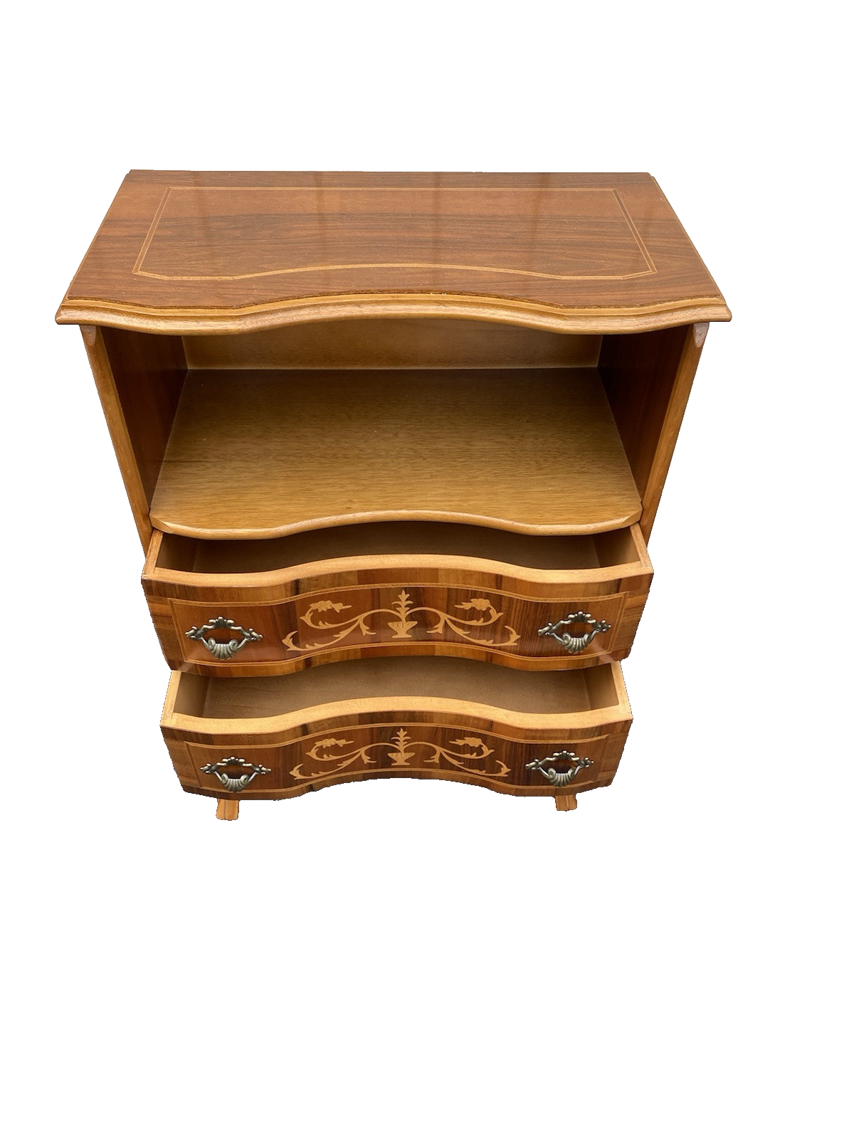 66403 Inlaid Custom Made 2 Drawer Bookcase Cabinet Nightstand