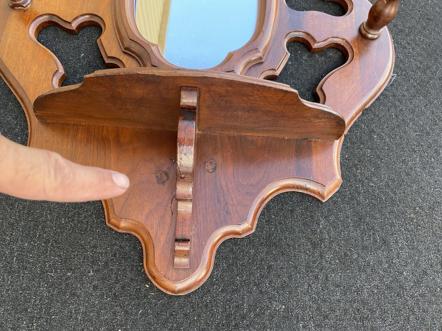 64821 Antique Victorian Walnut Hatrack Wall Mirror