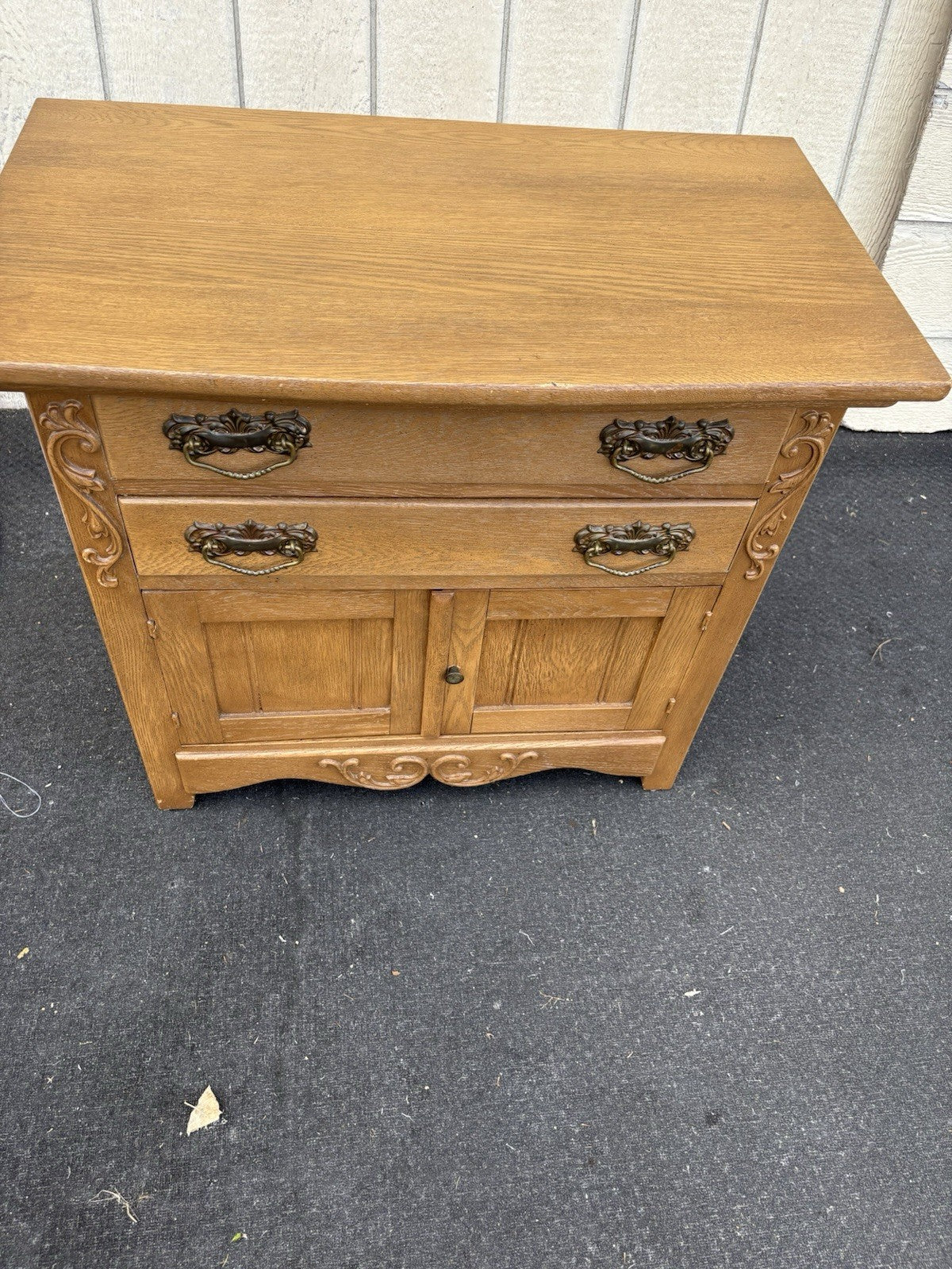 66729 Antique Victorian Oak Washstand Chest Dresser