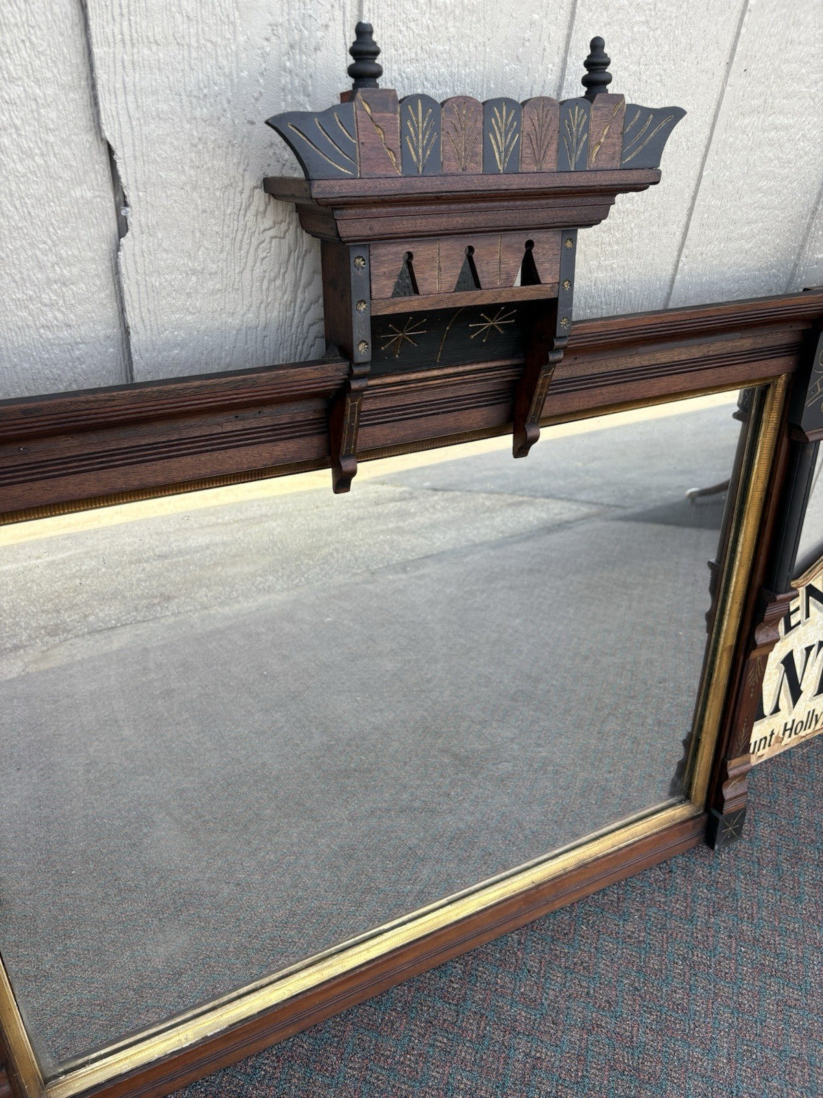 66967 Antique Victorian Walnut Mirror