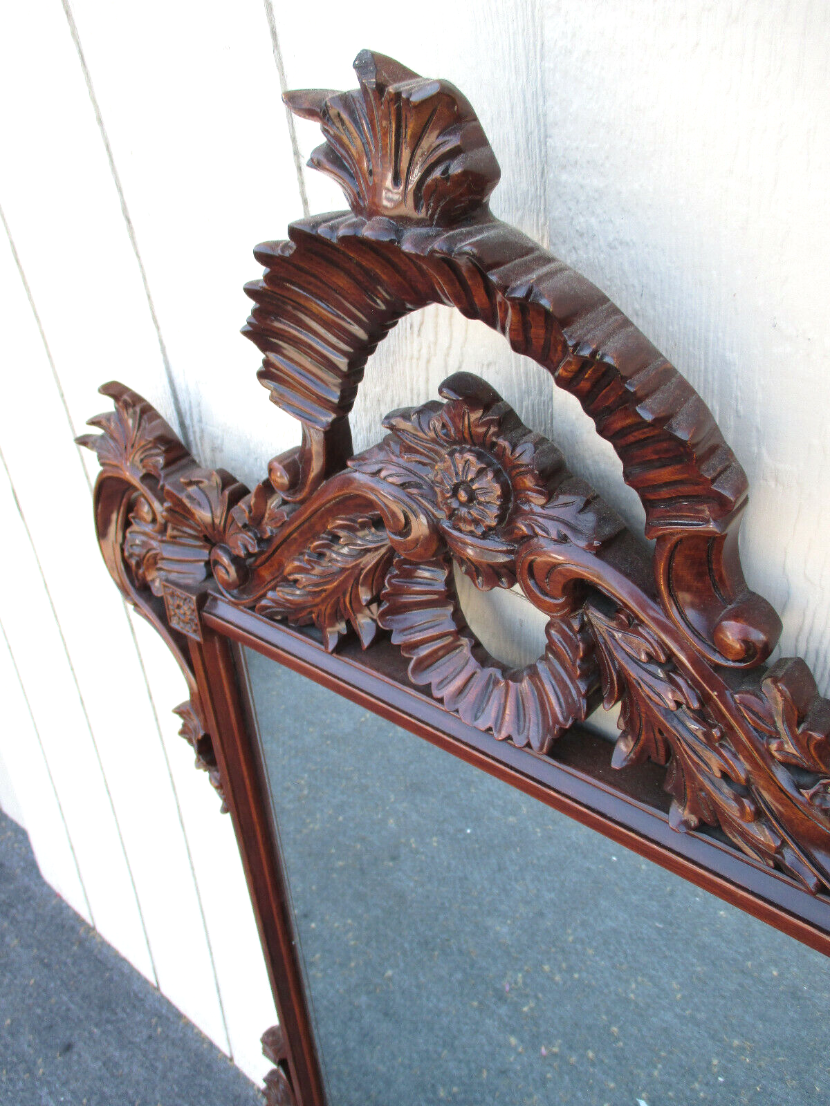 63093 Solid Mahogany French Carved Mirror in Fancy Picture Frame