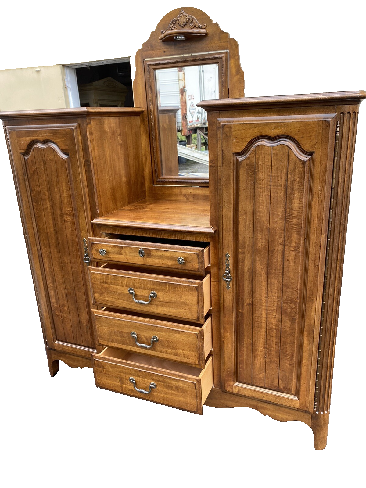 65396   KINCAID Furniture High Chest Dresser w/ Mirror Wardrobe
