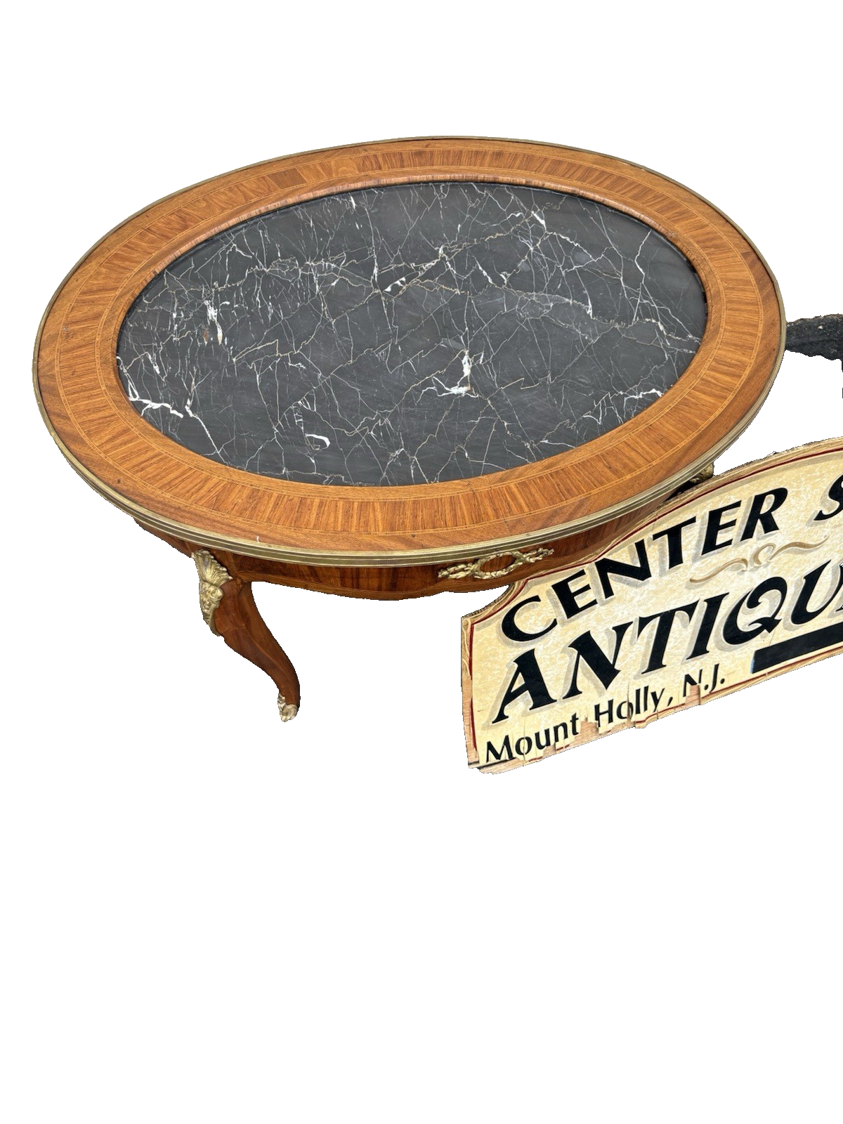 66766   Louis XV Marble Top Coffee Table Stand with Bronze Ormalu