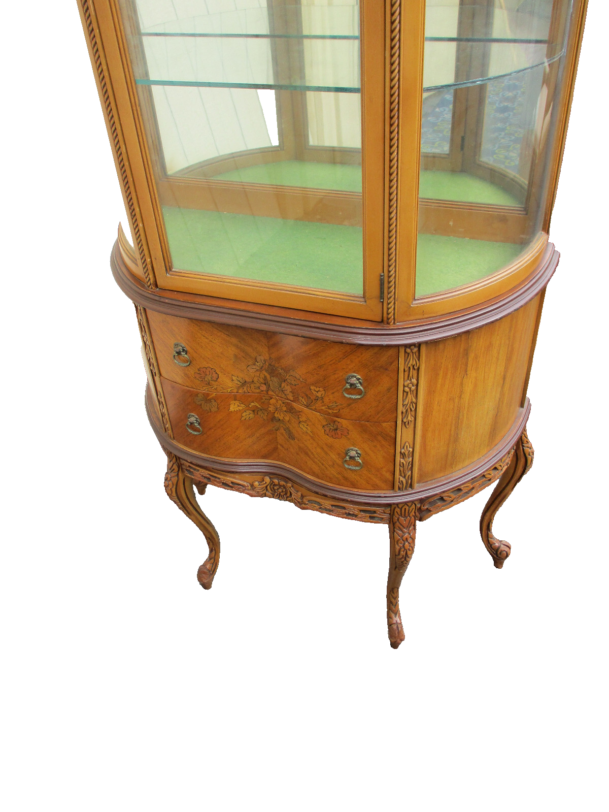 63337 Inlaid Bow Glass Curio China Cabinet
